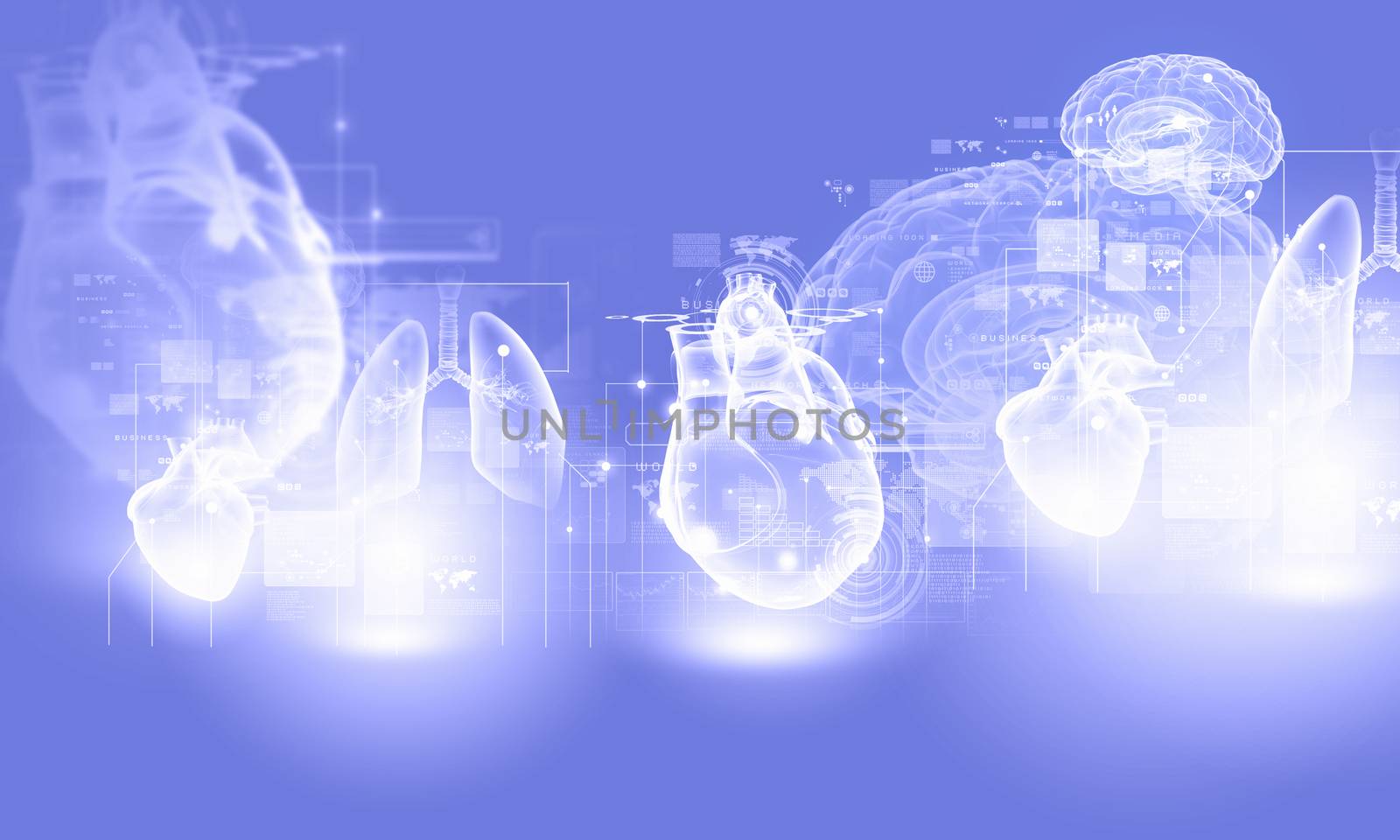 Digital image of human heart. Background or wallpaper