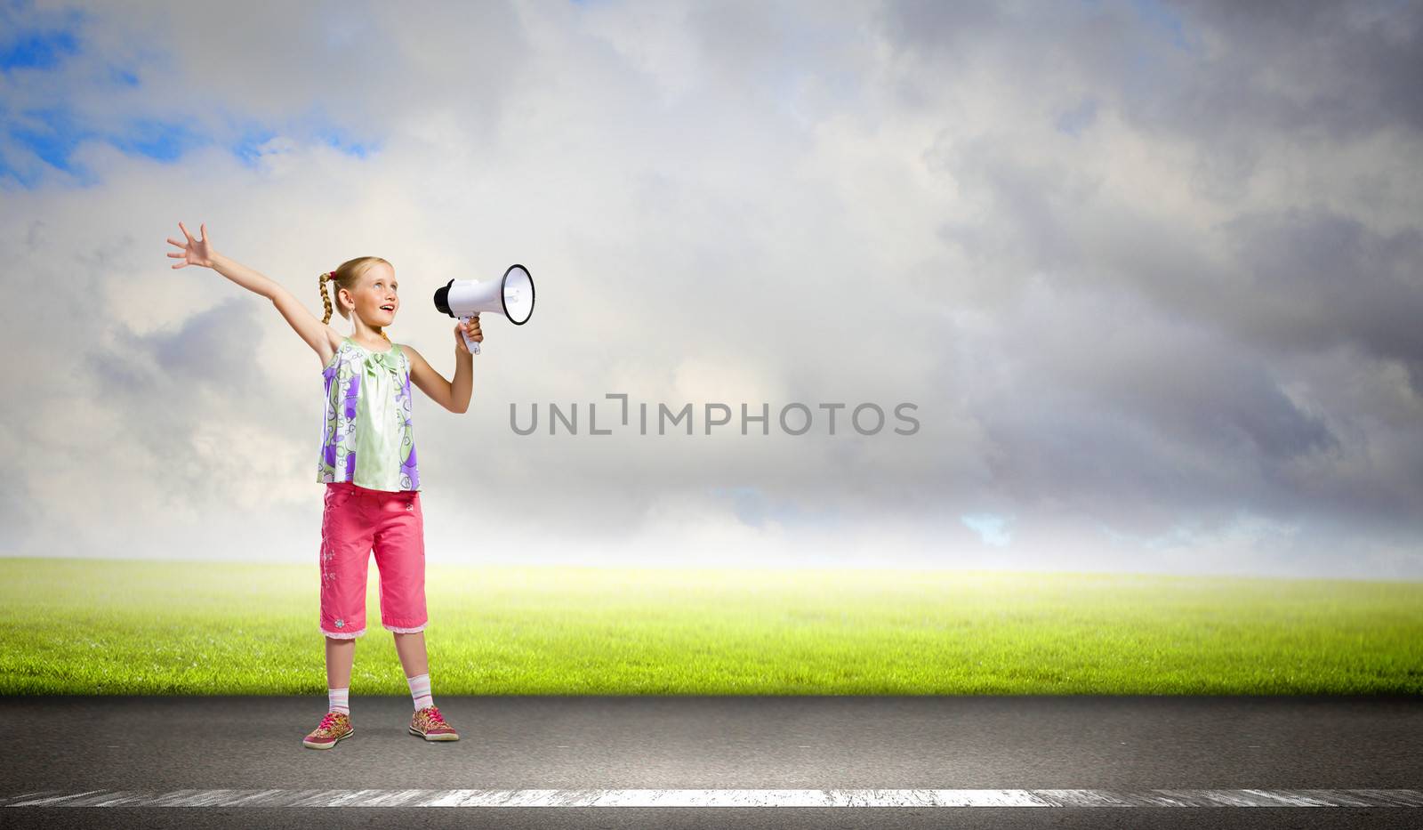 Kid with megaphone by sergey_nivens