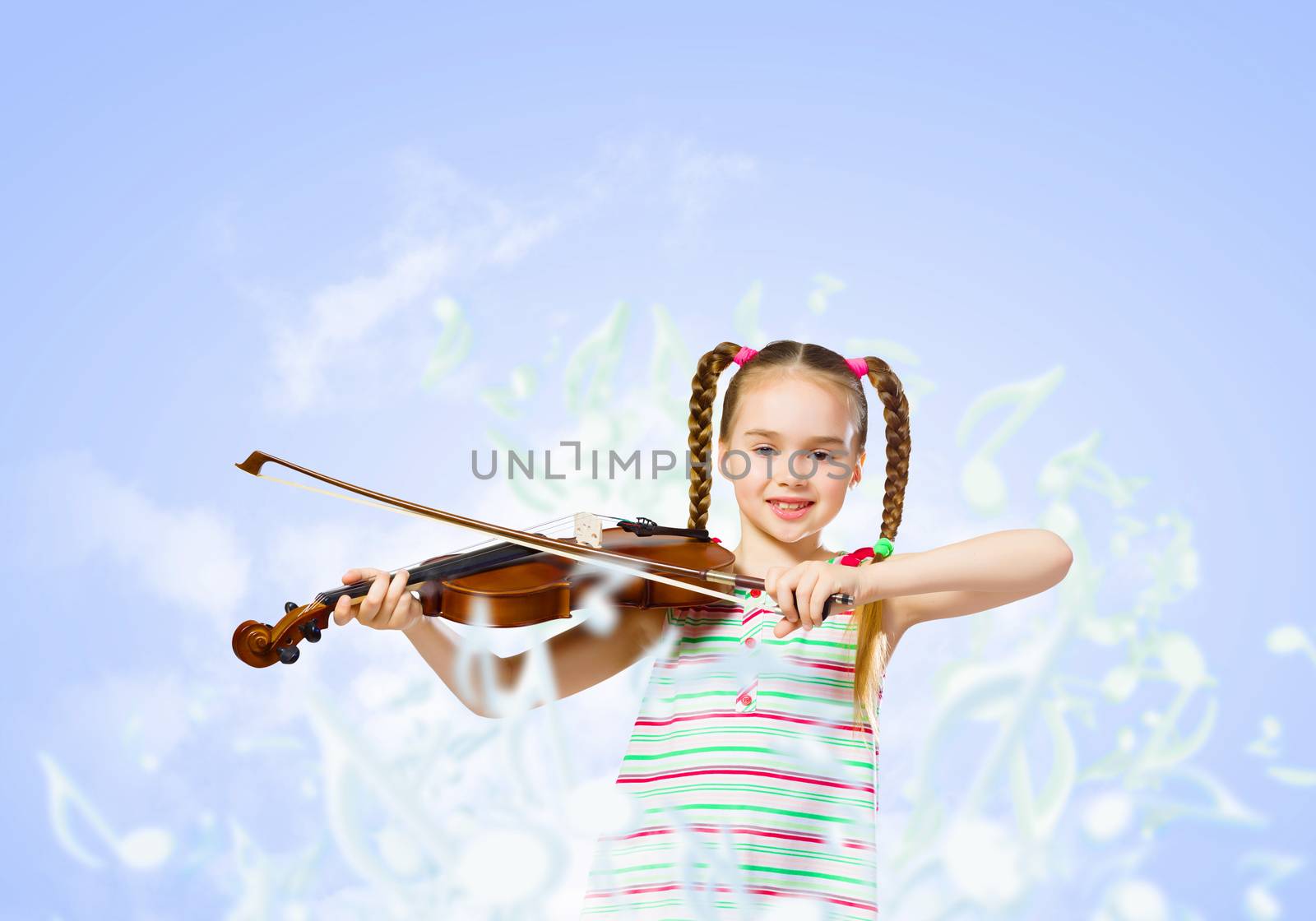 Girl playing violin by sergey_nivens