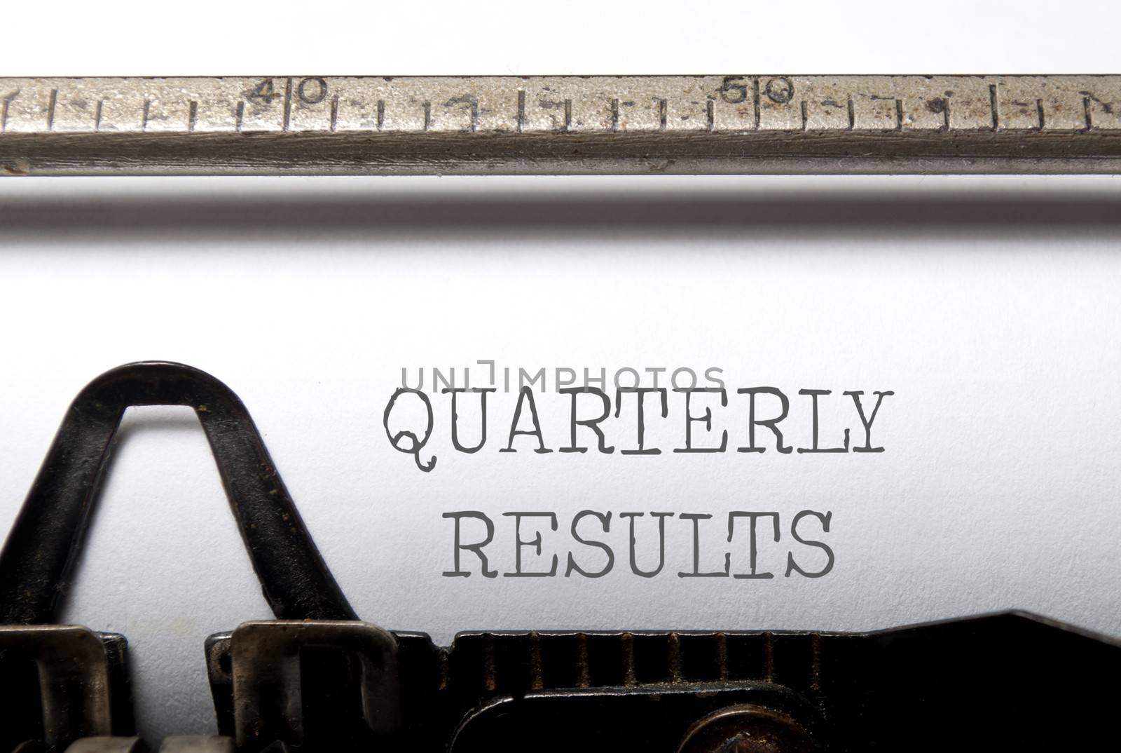 Quarterly results heading printed on a typewriter 