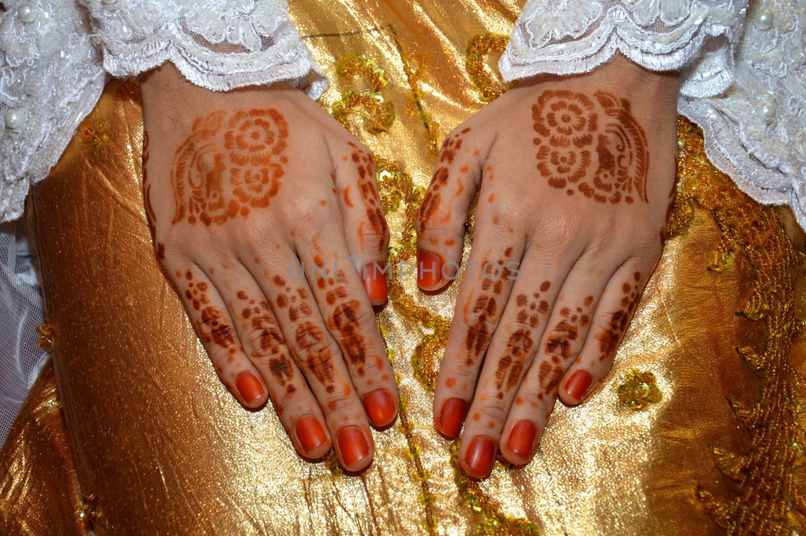 Henna On Hands Of Indonesian Wedding Bride