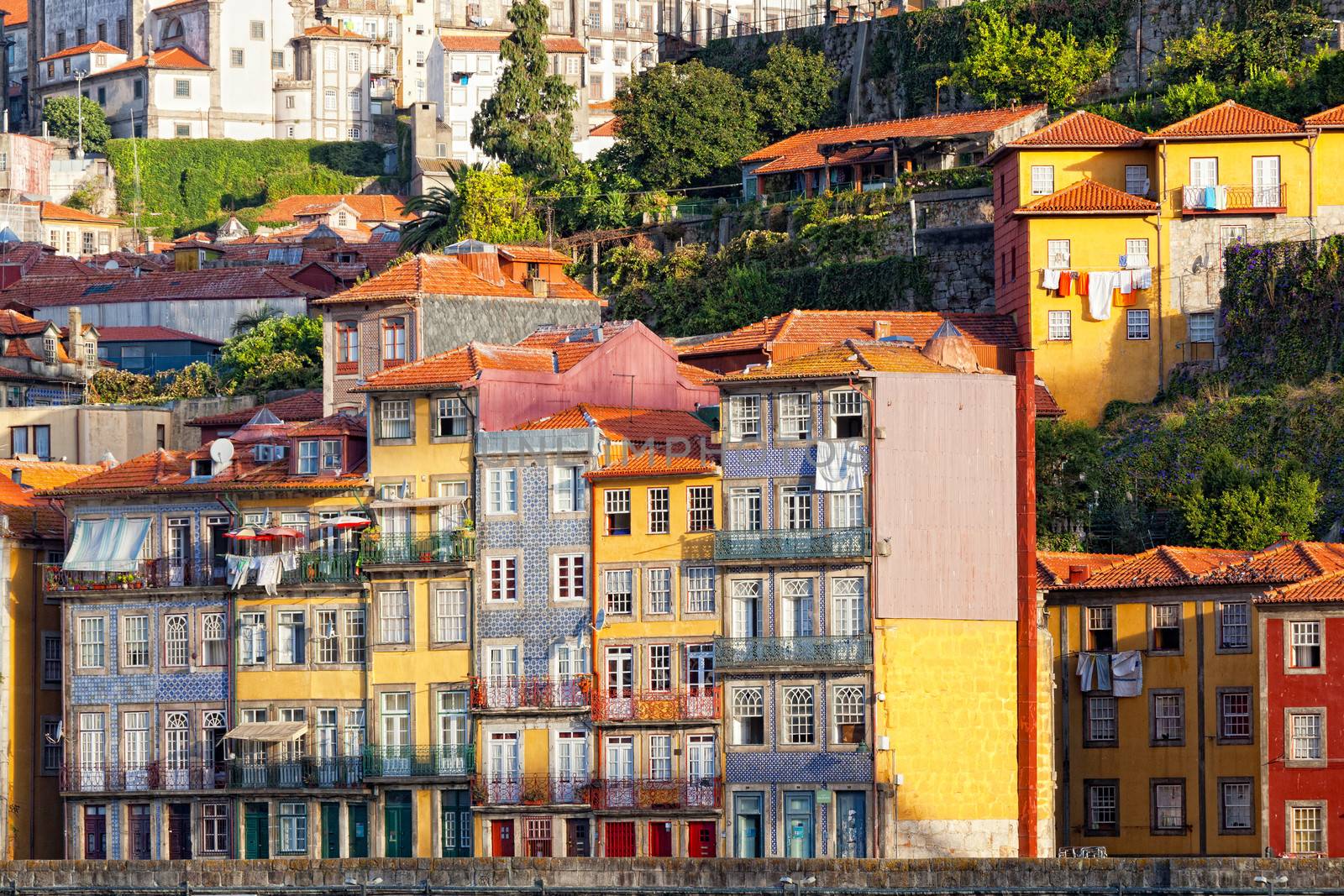 Multi-colored old houses around Ribeyr, Porto, Portugal by elena_shchipkova