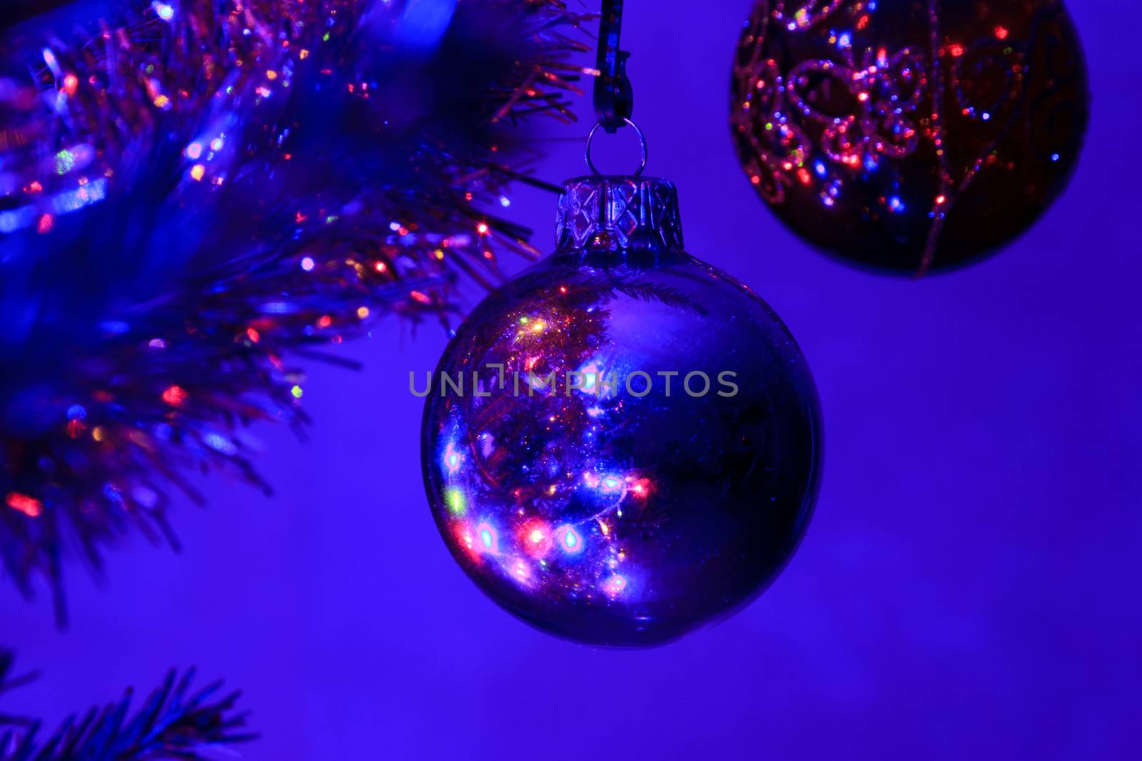 the ball pendant on holiday Christmas tree