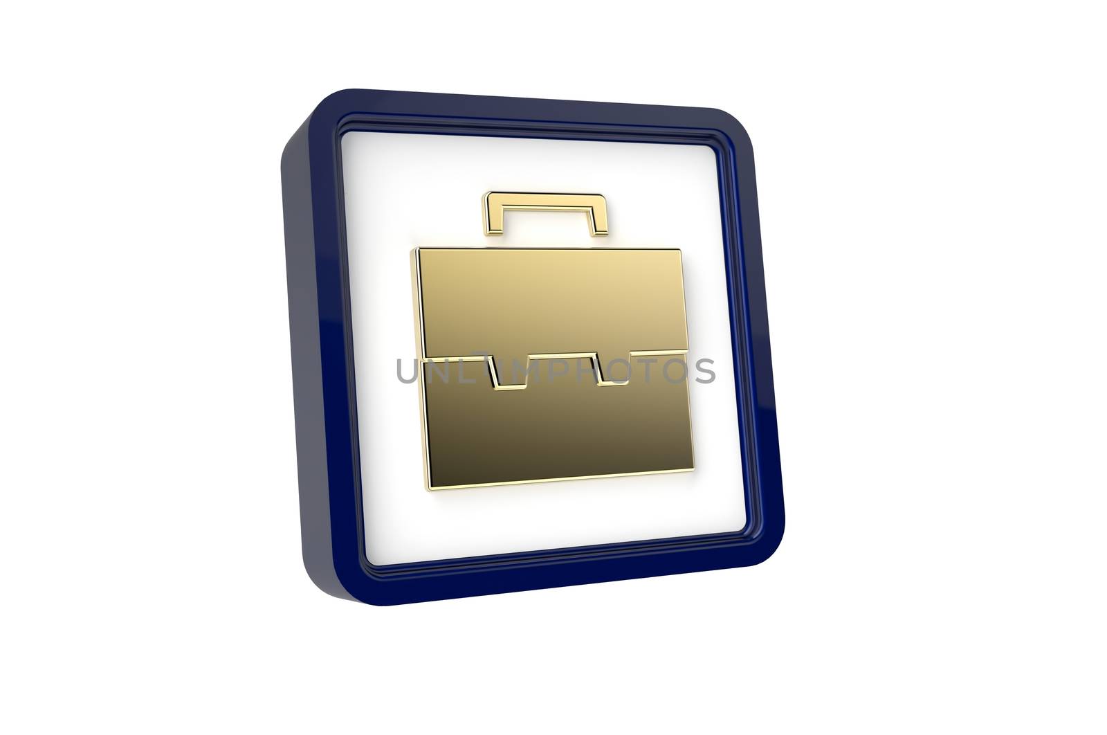 3D image of briefcase icon on a white background