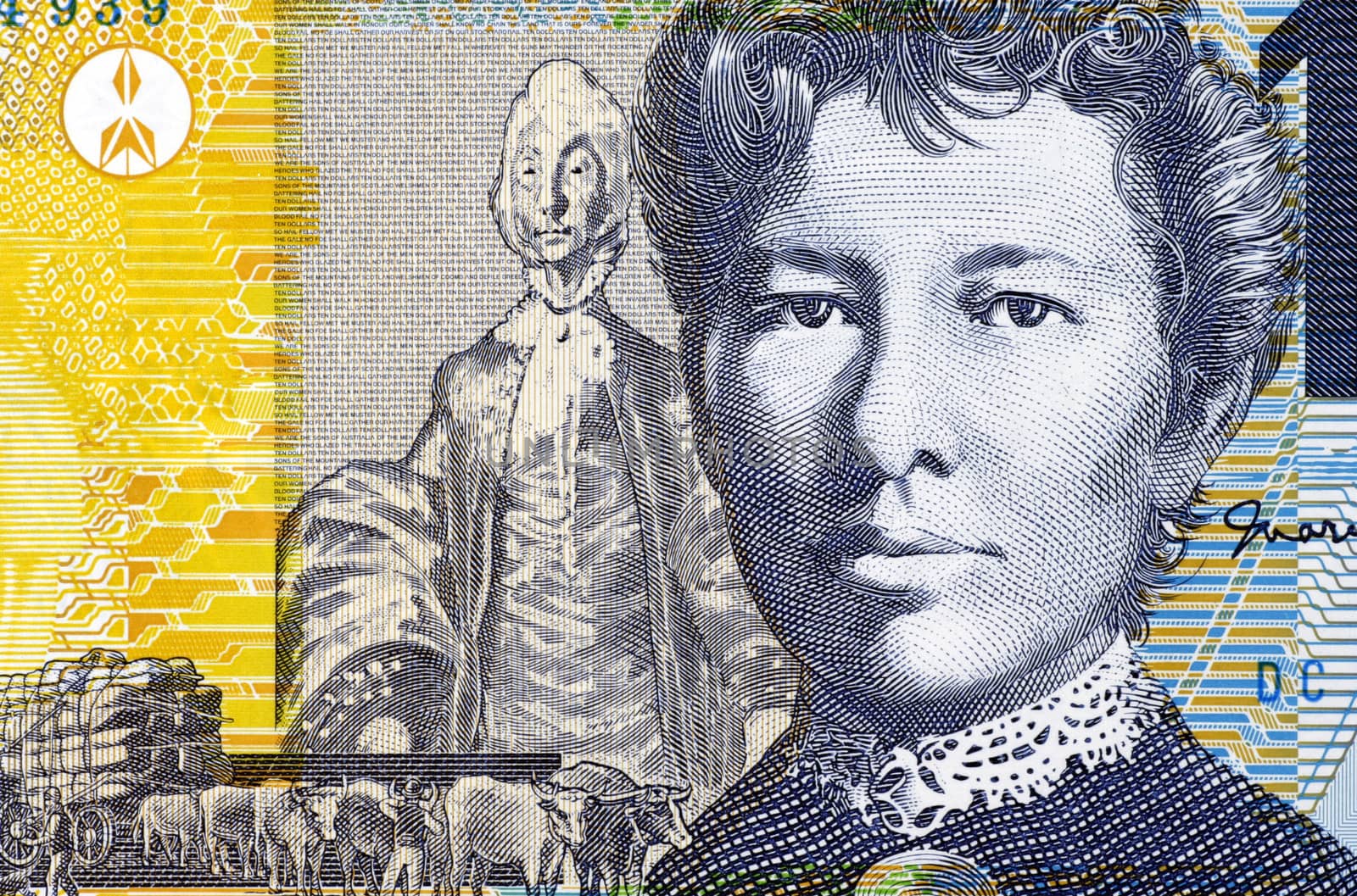 Mary Gilmore (1865-1962) on 10 Dollars 2007 Banknote from Australia. Australian socialist poet and journalist.