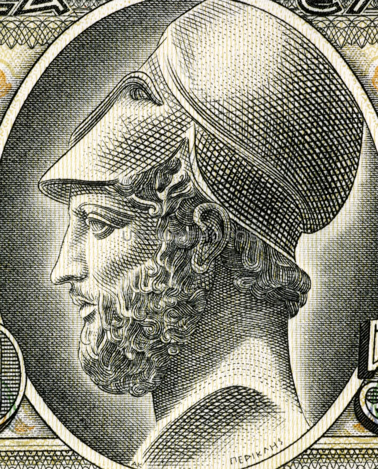 Pericles (495��� 429 BC) on 50 Drachmai 1955 Banknote from Greece. Most prominent and influential Greek statesman, orator and general of Athens during the Golden Age.