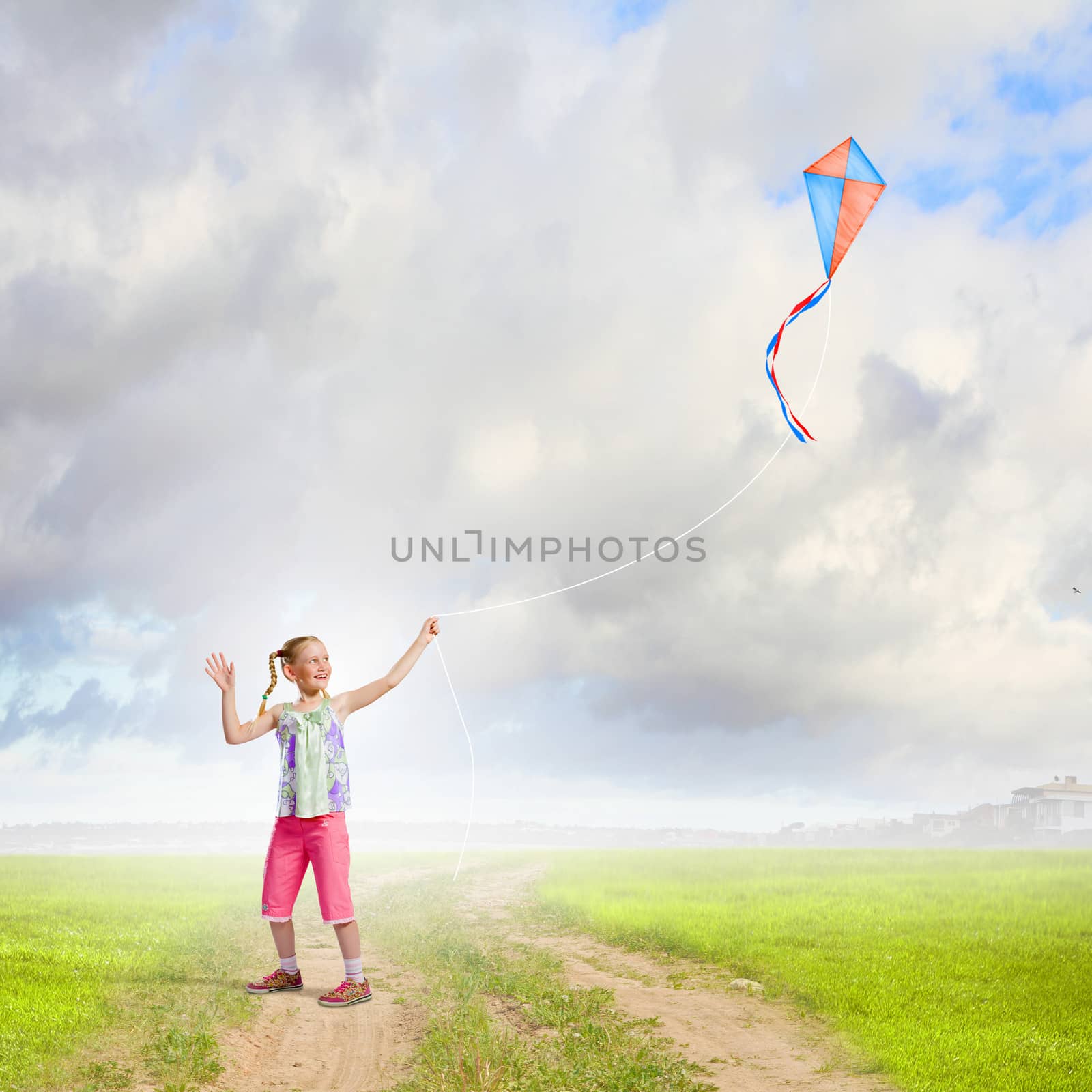 Girl with kite by sergey_nivens