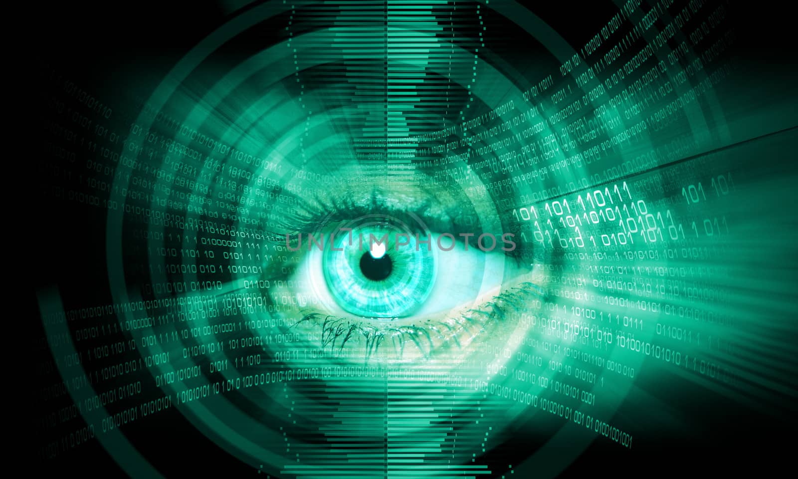 Digital image of woman's eye. Security concept by sergey_nivens