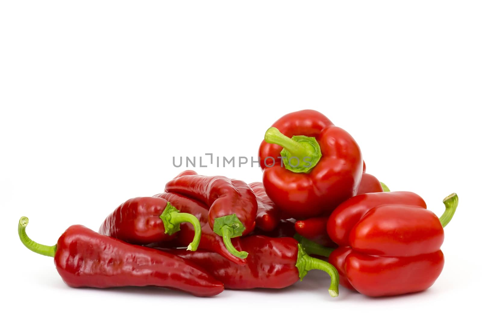 red peppers on white background
