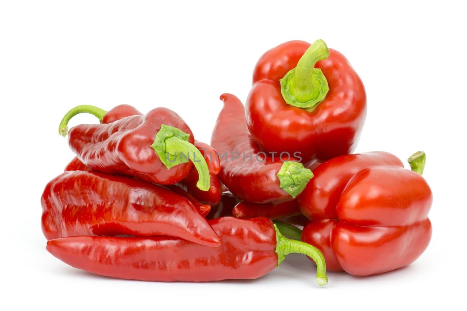 red peppers on white background