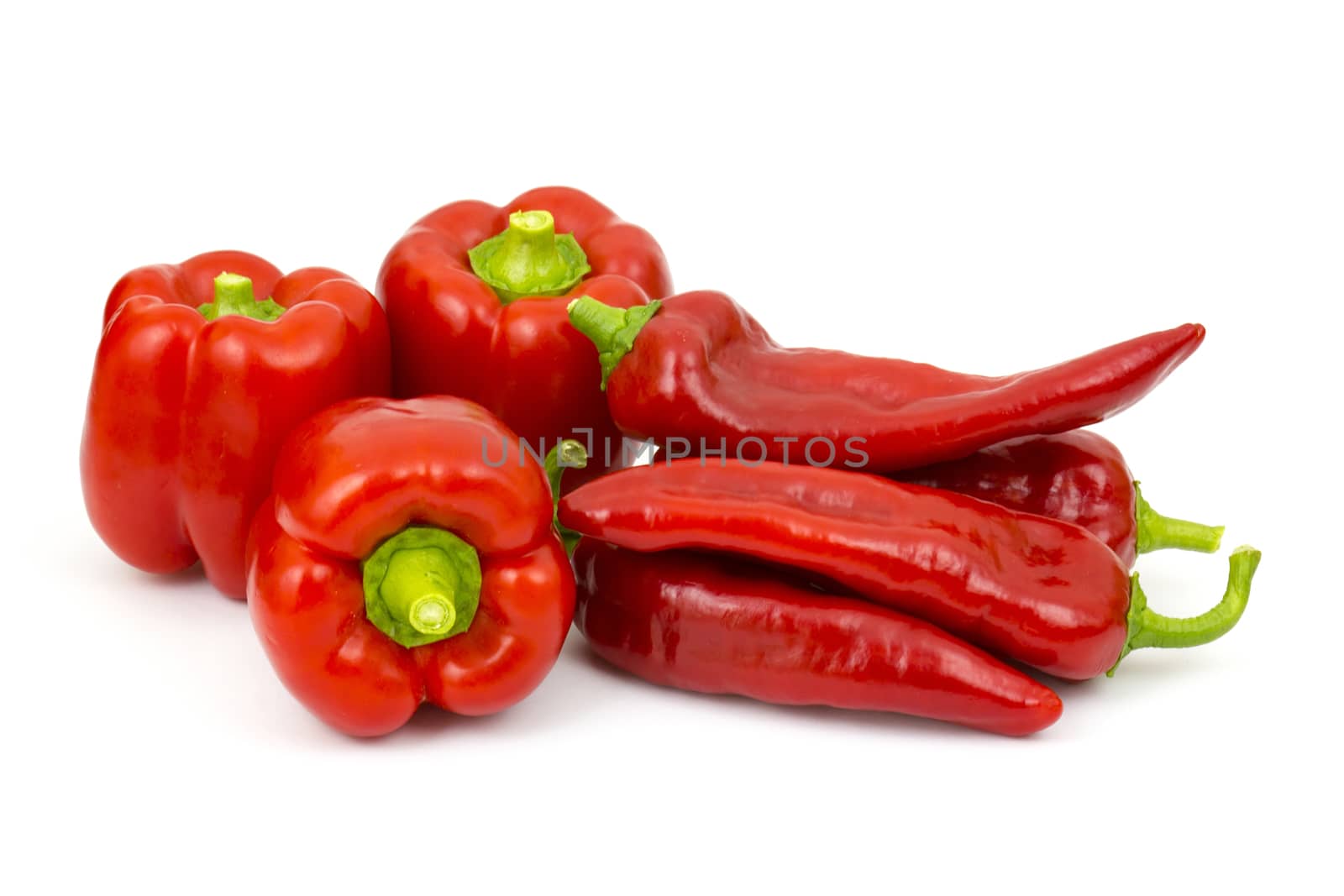 red peppers on white background