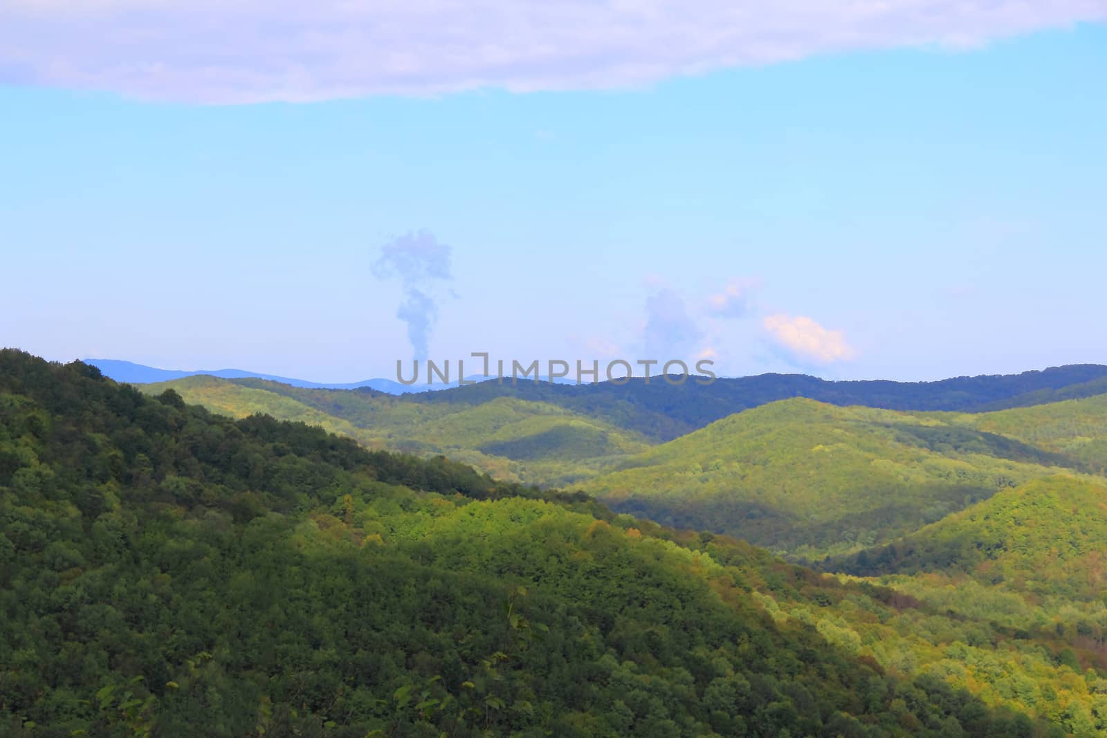 Summer beautiful landscape with Caucasus green mountains