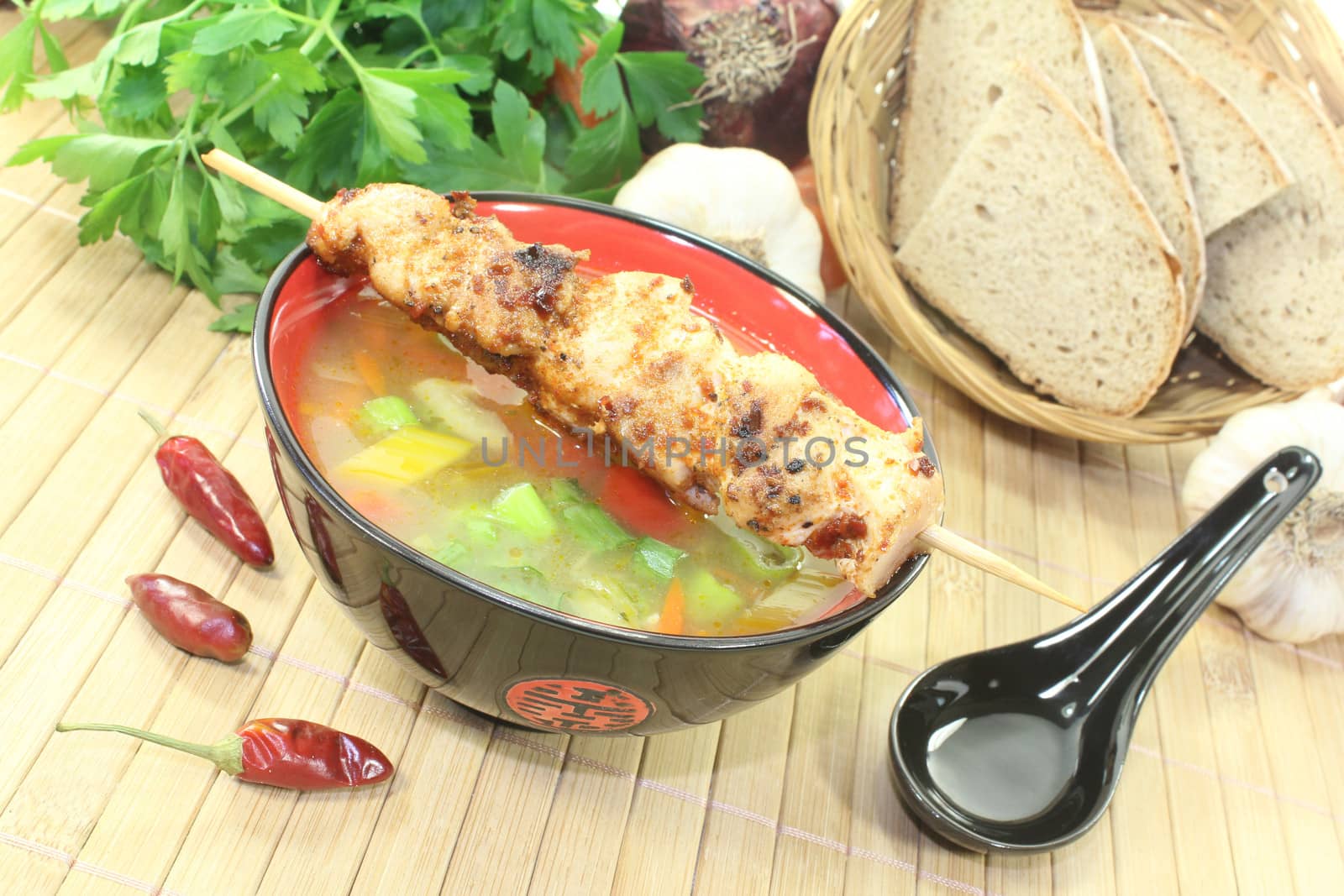 delicious Asian Chicken consomme in a bowl