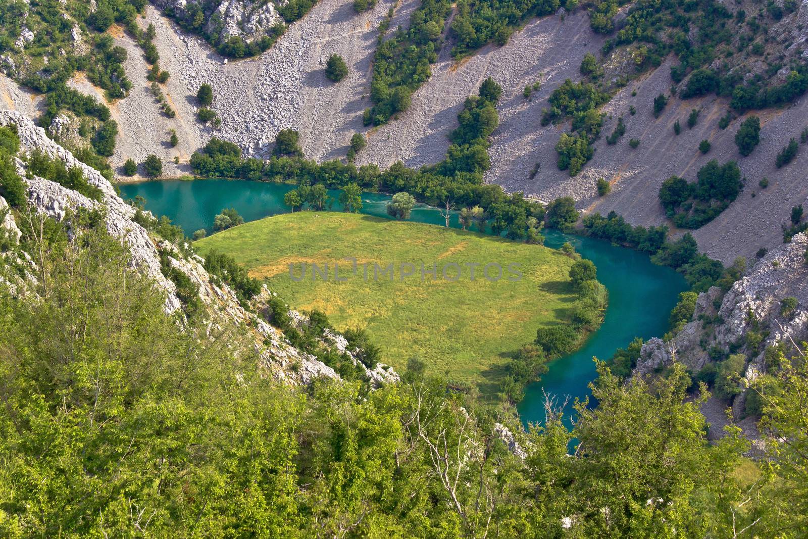 Curves of Krupa river canyon, Velebit mountain park, Croatia