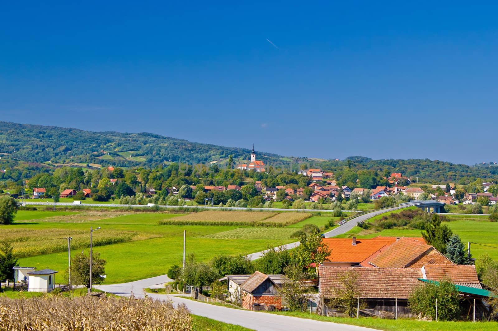 Village of Komin green landscape, Prigorje region, Croatia