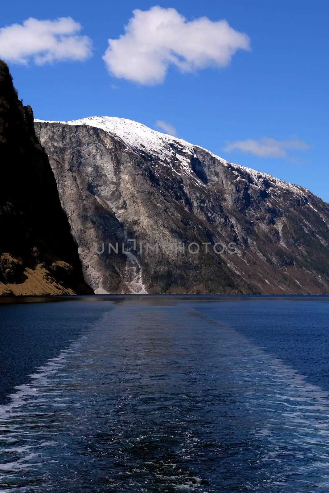 Fjord landscape and mountain in the backgroung by ptxgarfield