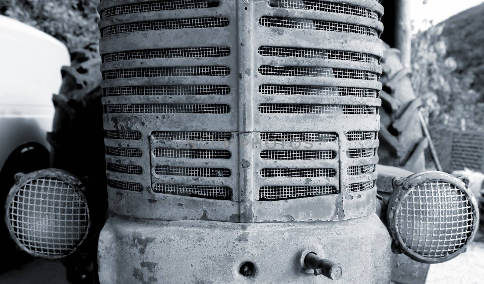 Nostalgic detail view of an old tractor                       