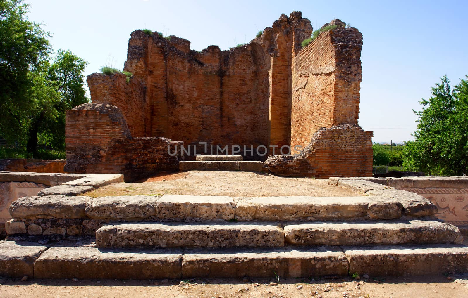 Roman temple ruins of "Milreu" in Estoi, Algarve, Portugal
