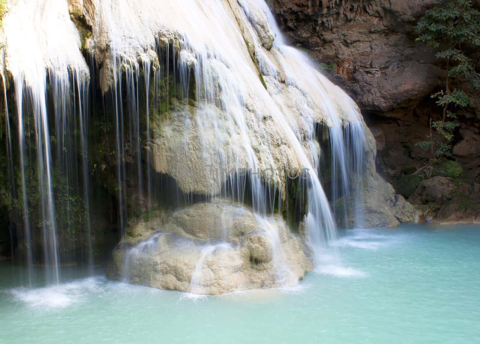 Waterfalls, emerald green natural tropical  Chiang Mai, Thailand