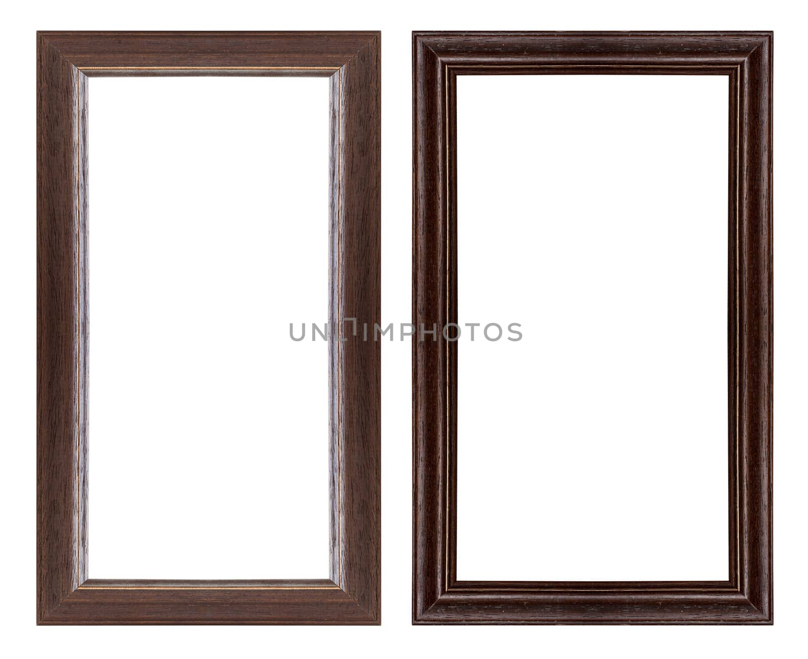 Ancient wooden frame isolated on white background.