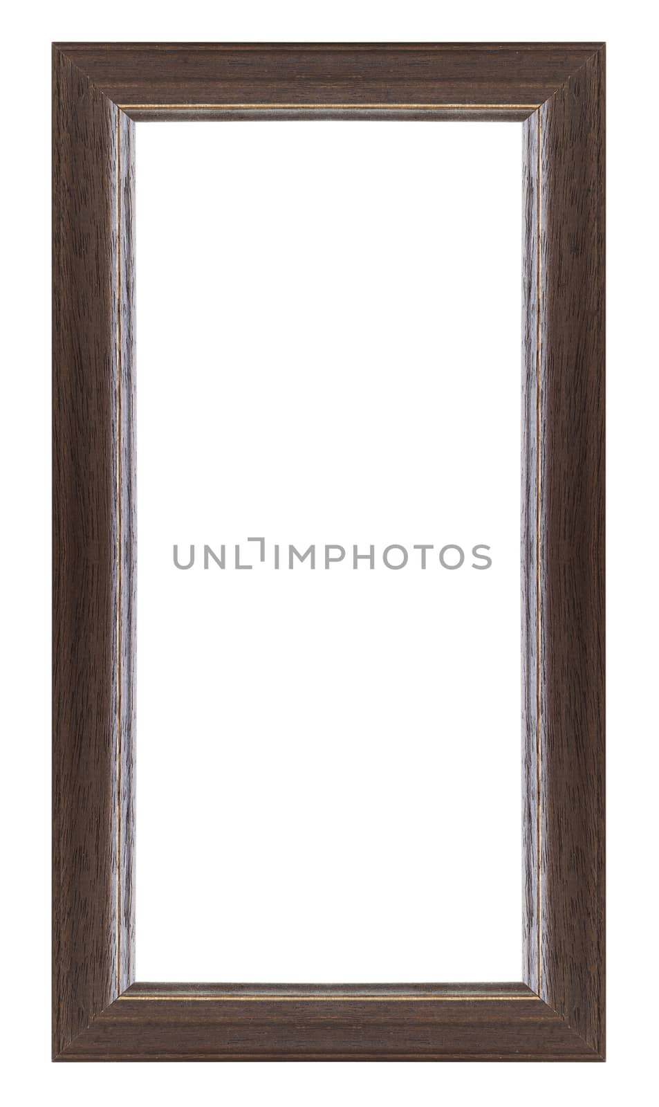 Ancient wooden frame isolated on white background.