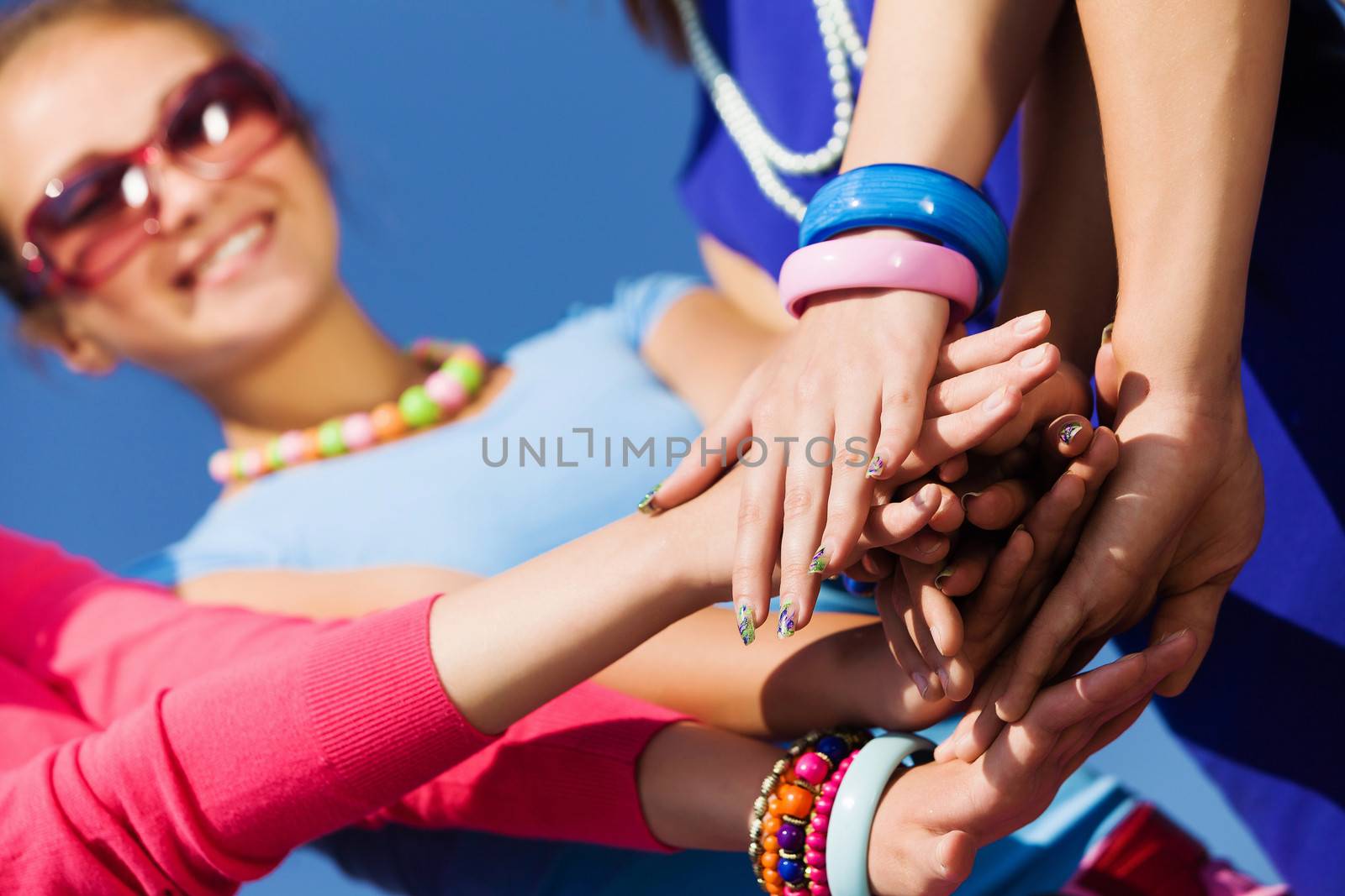 Group of young happy people. Unity concept