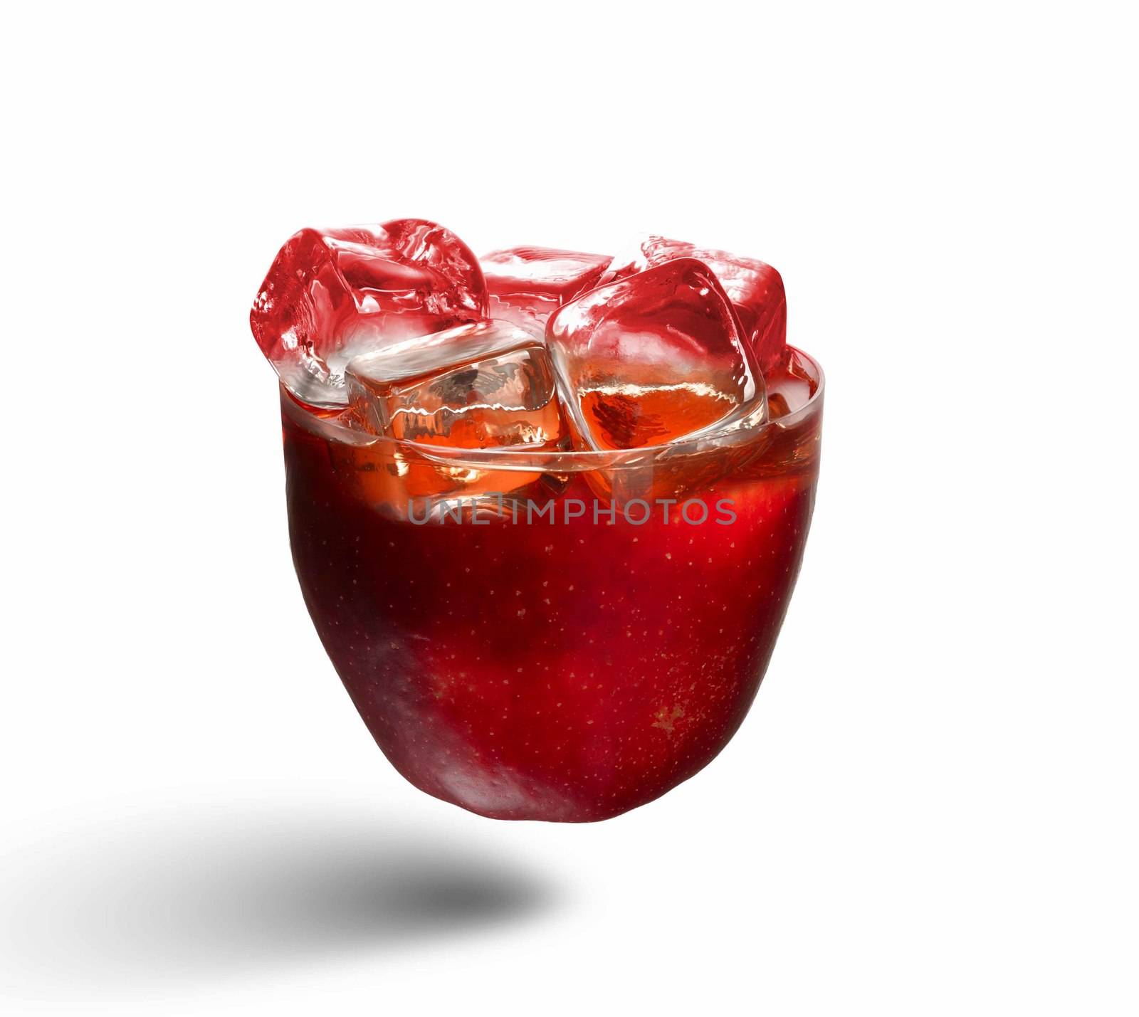Image of juicy apple in splashes. Refreshing and healthy