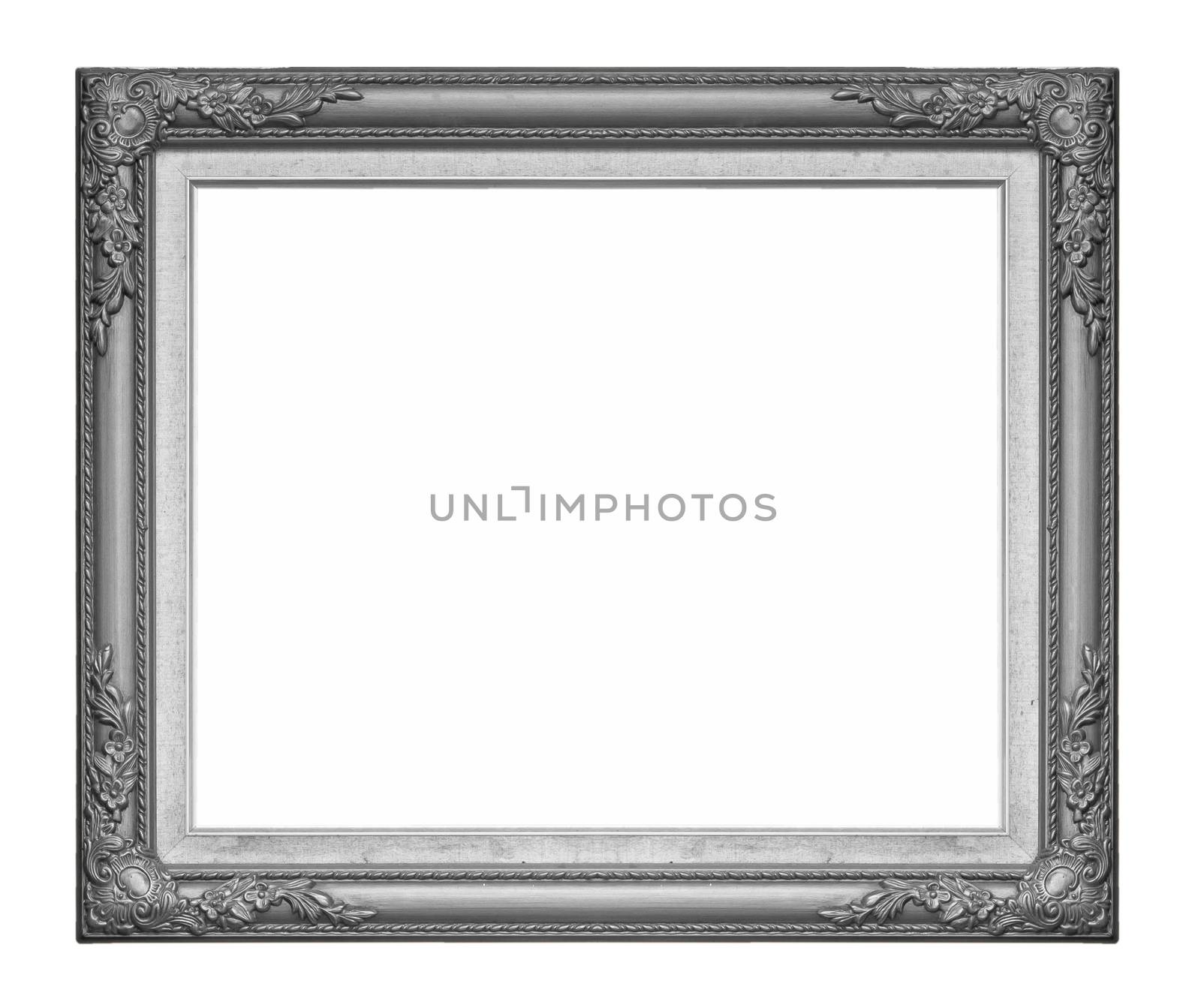 Ancient wooden frame isolated on white background.