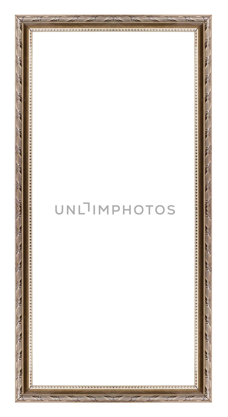 Ancient wooden frame isolated on white background.