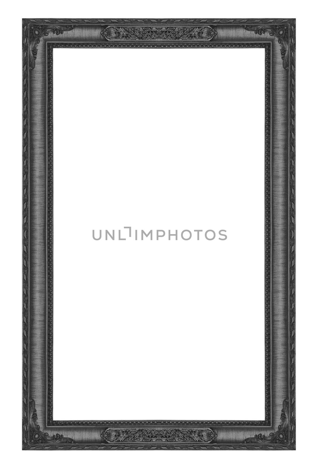 Ancient wooden frame isolated on white background.