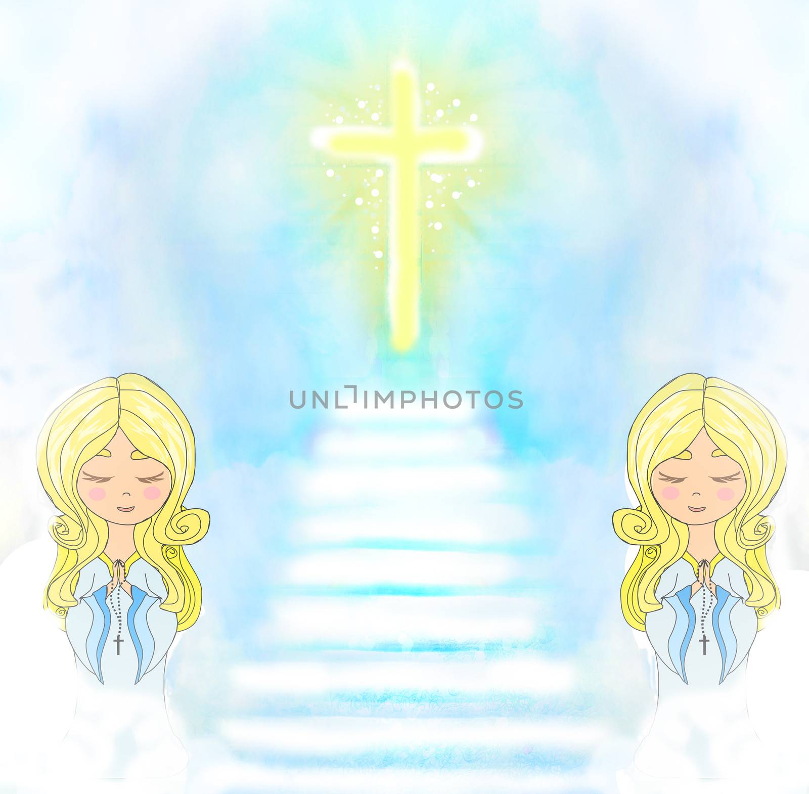 Cute little girls Praying