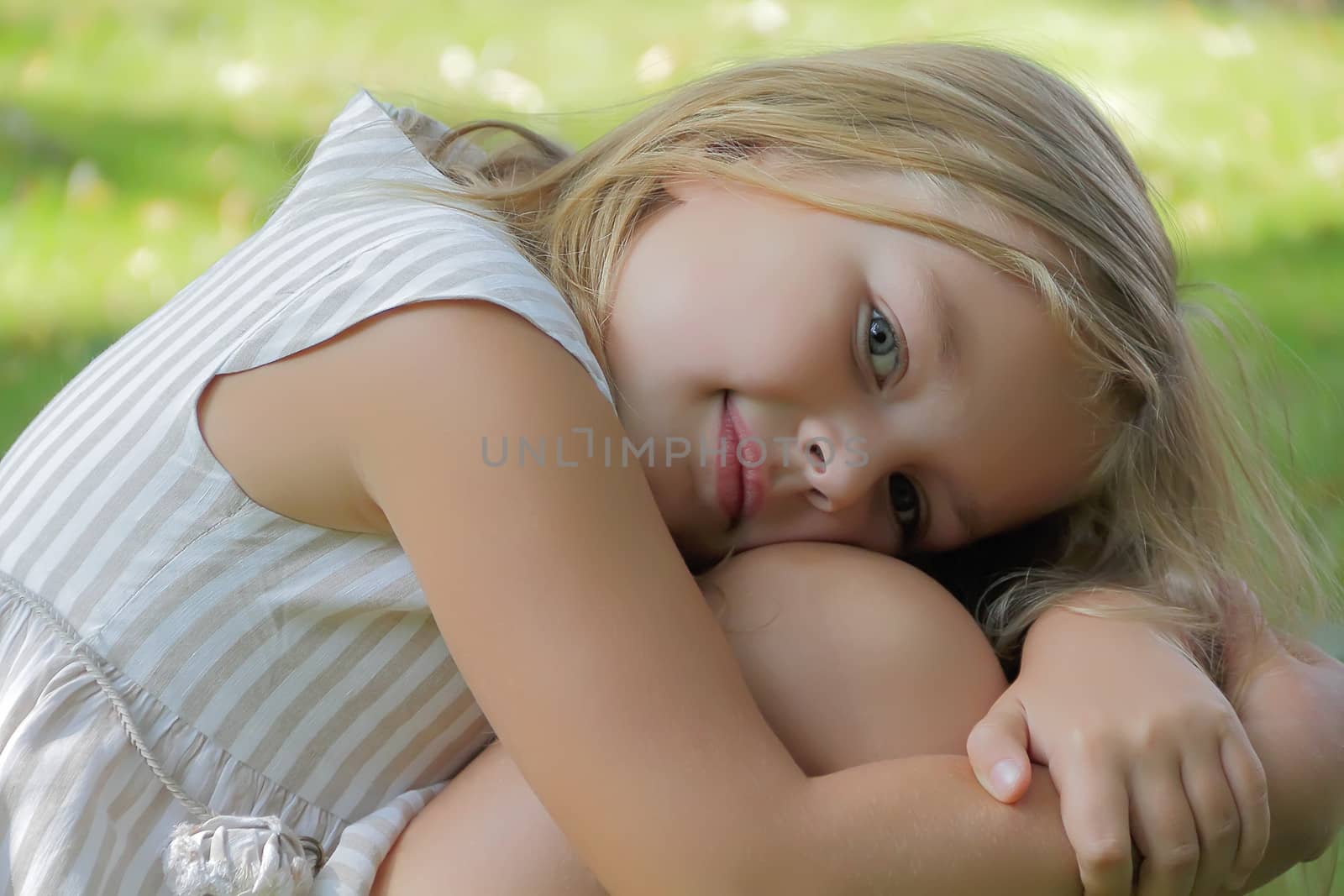 Portrait of beautiful girl with blue eyes