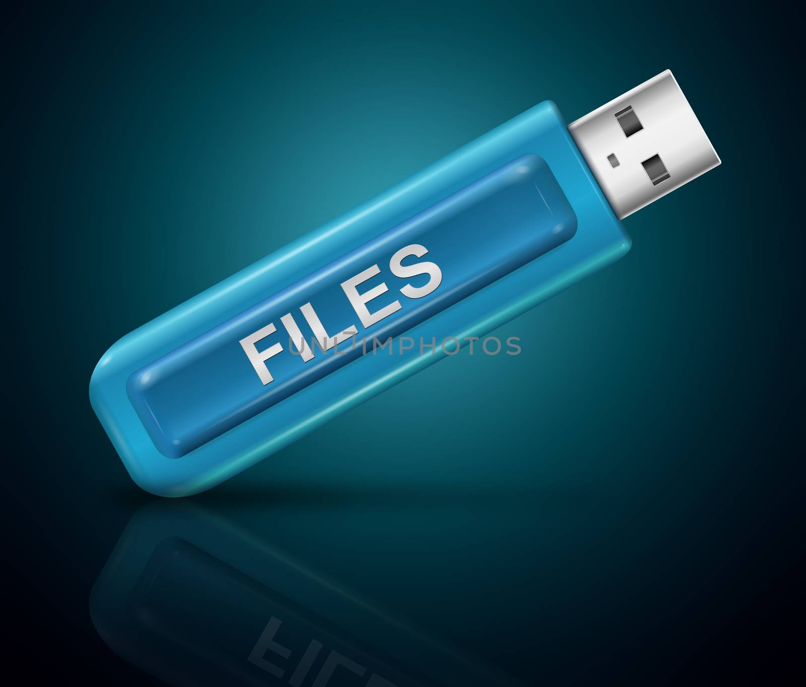 Illustration depicting a usb flash drive with a files concept.