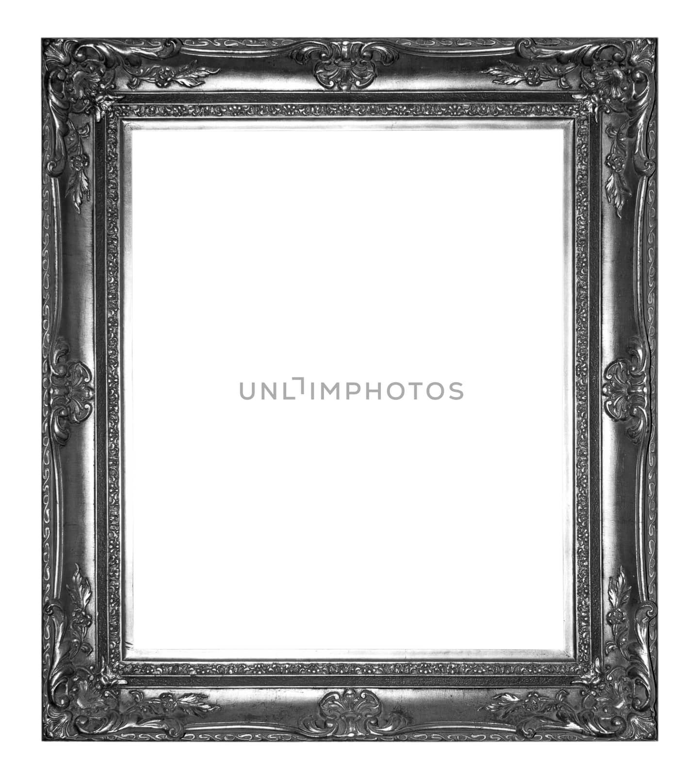 Old antique gold picture frame wall, wallpaper, decorative objects isolated white background