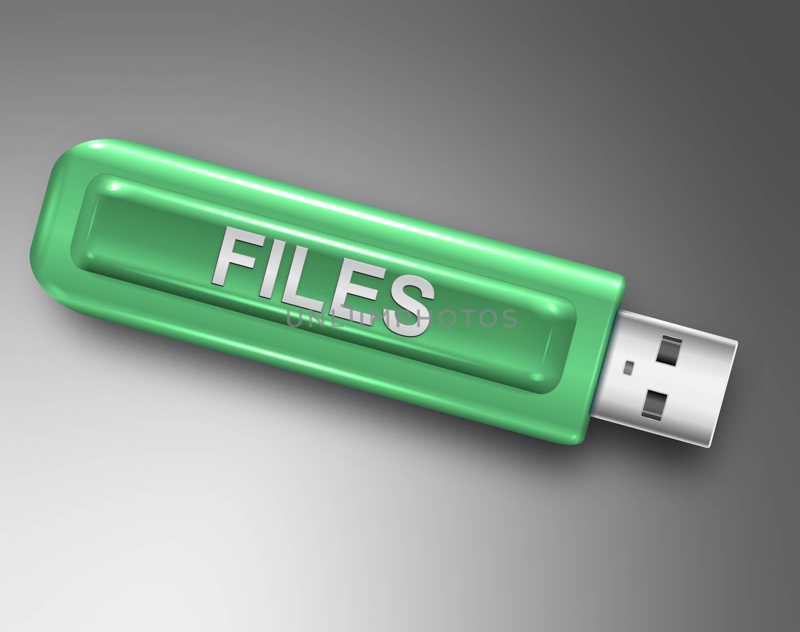 Illustration depicting a usb flash drive with a files concept.