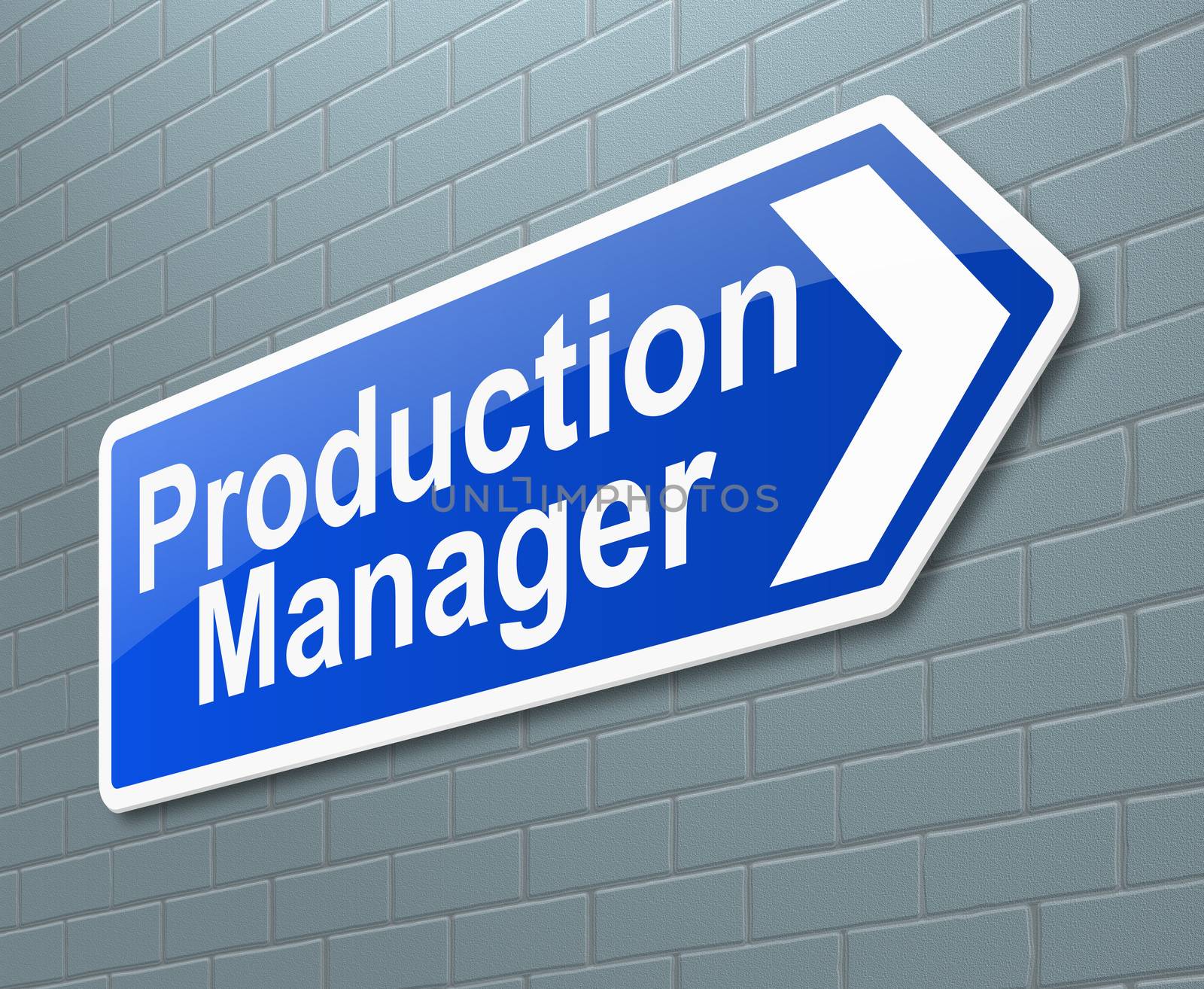 Illustration depicting a sign directing to the Production Manager.