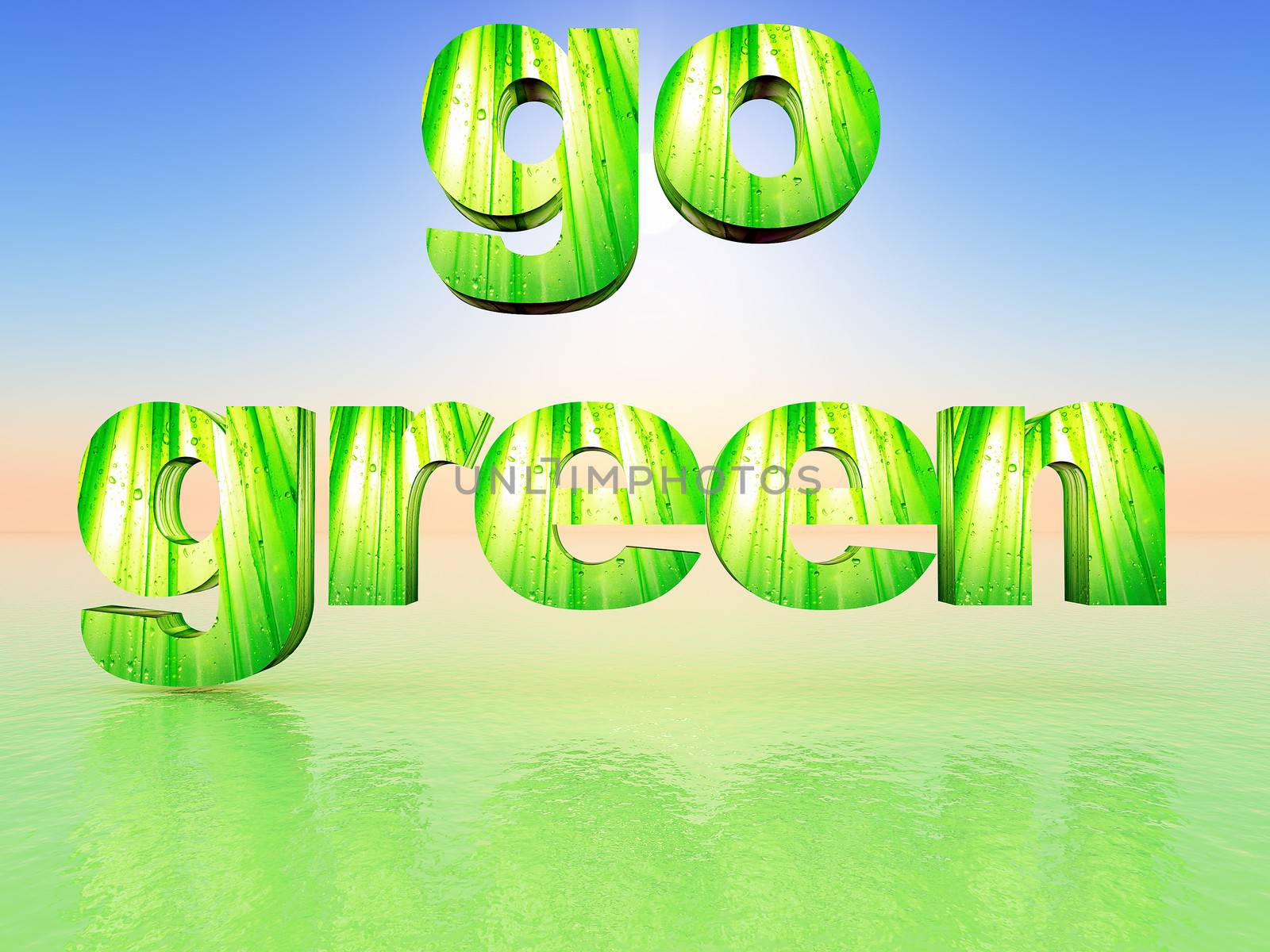 the word "go green " made in 3 d letters