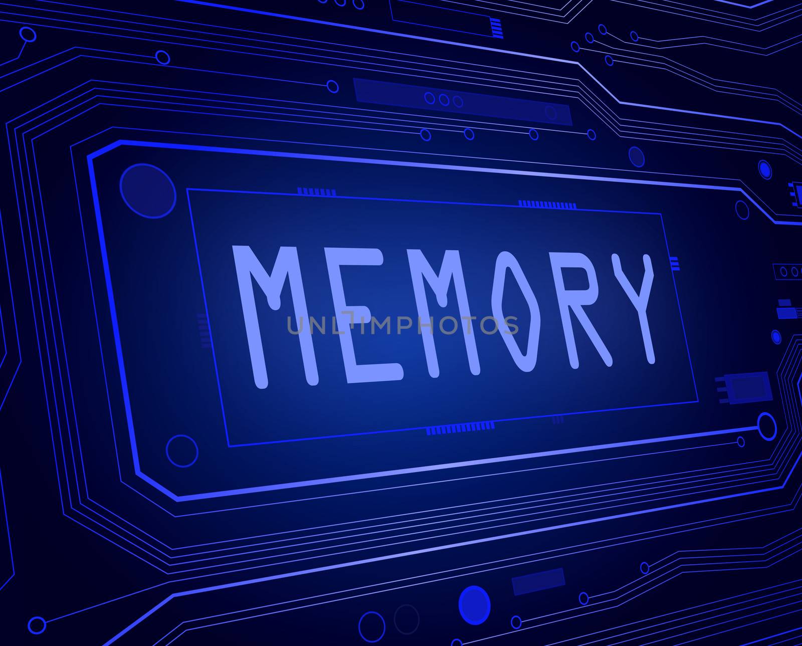 Abstract style illustration depicting printed circuit board components with a memory concept.