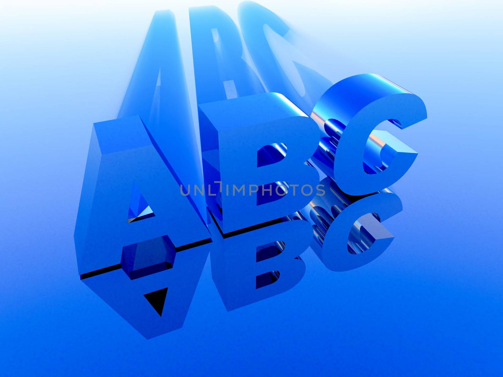 the letters ABC in 3 d