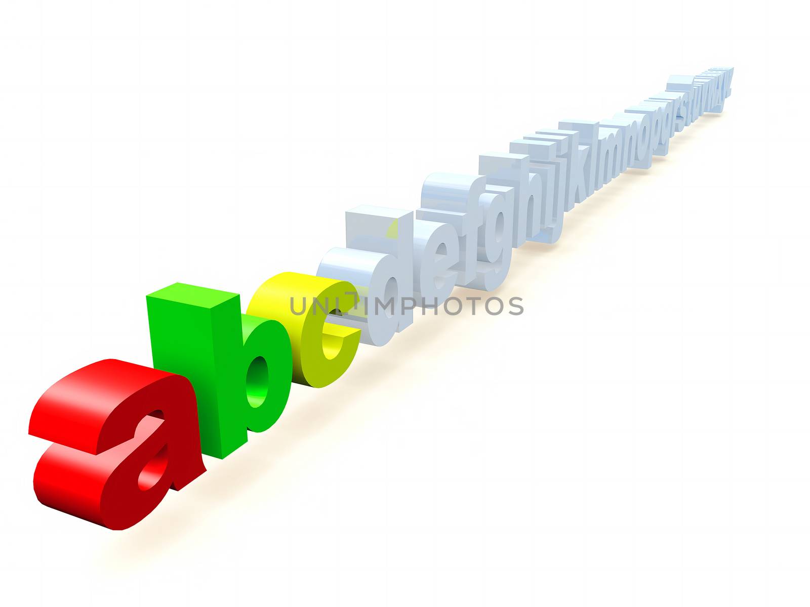 the letters abc in 3 d rendering