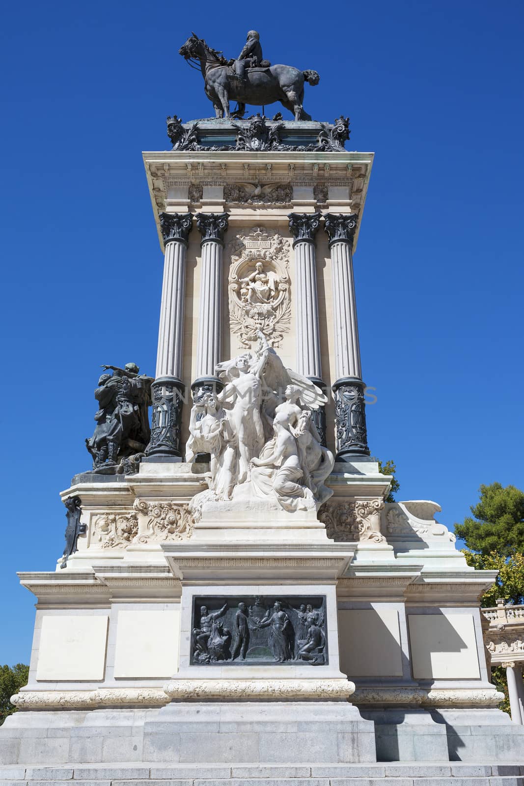 Monument in memory of King Alfonso XII, Retiro Park, Madrid, Spain