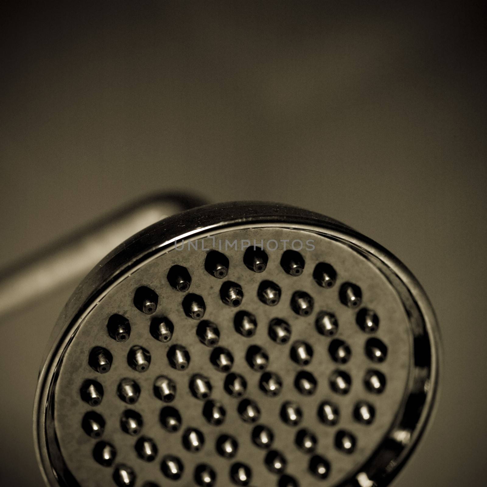 Close up of a silver shower head