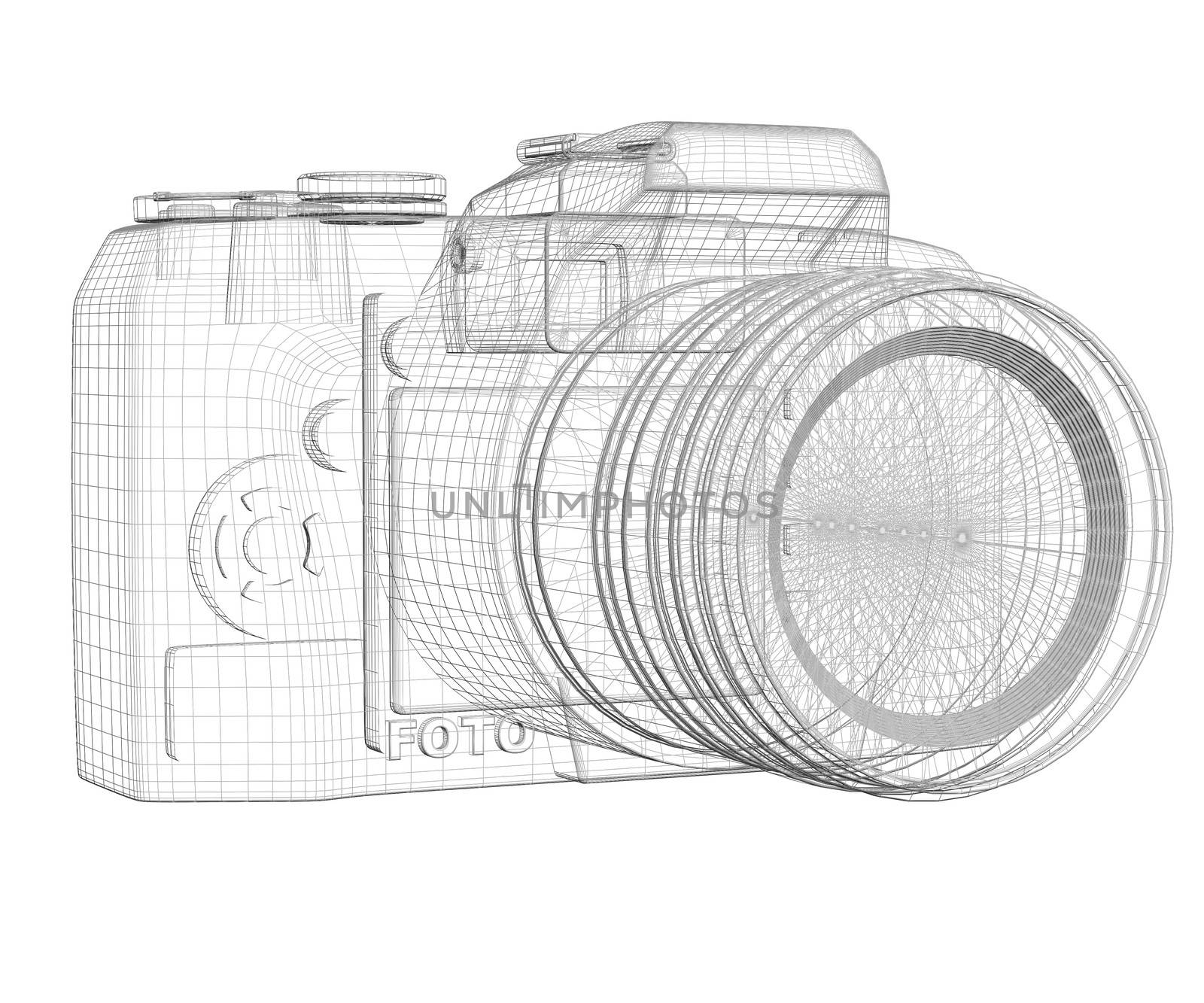 SLR camera. Wire frame by cherezoff