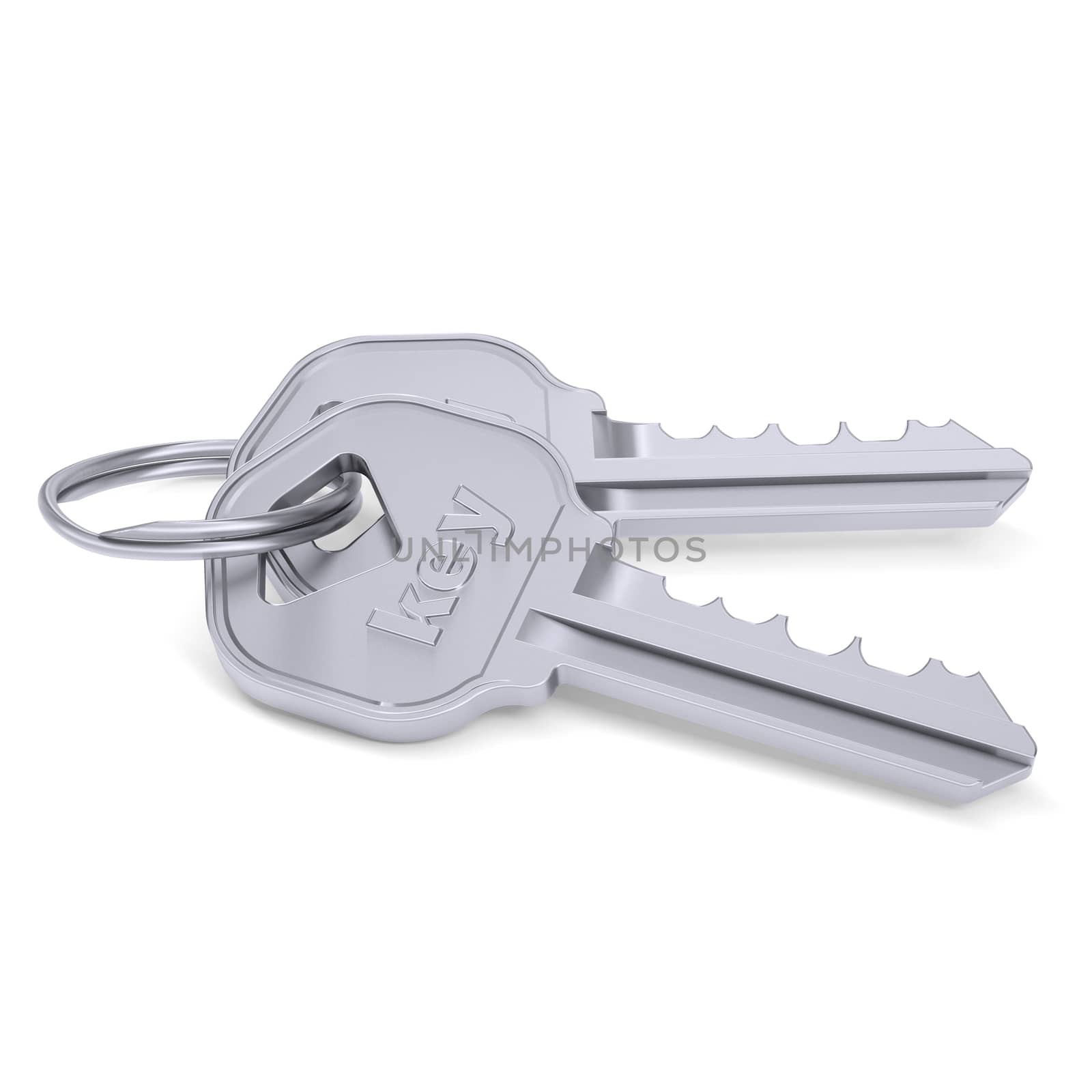 Metal keys. Isolated render on a white background