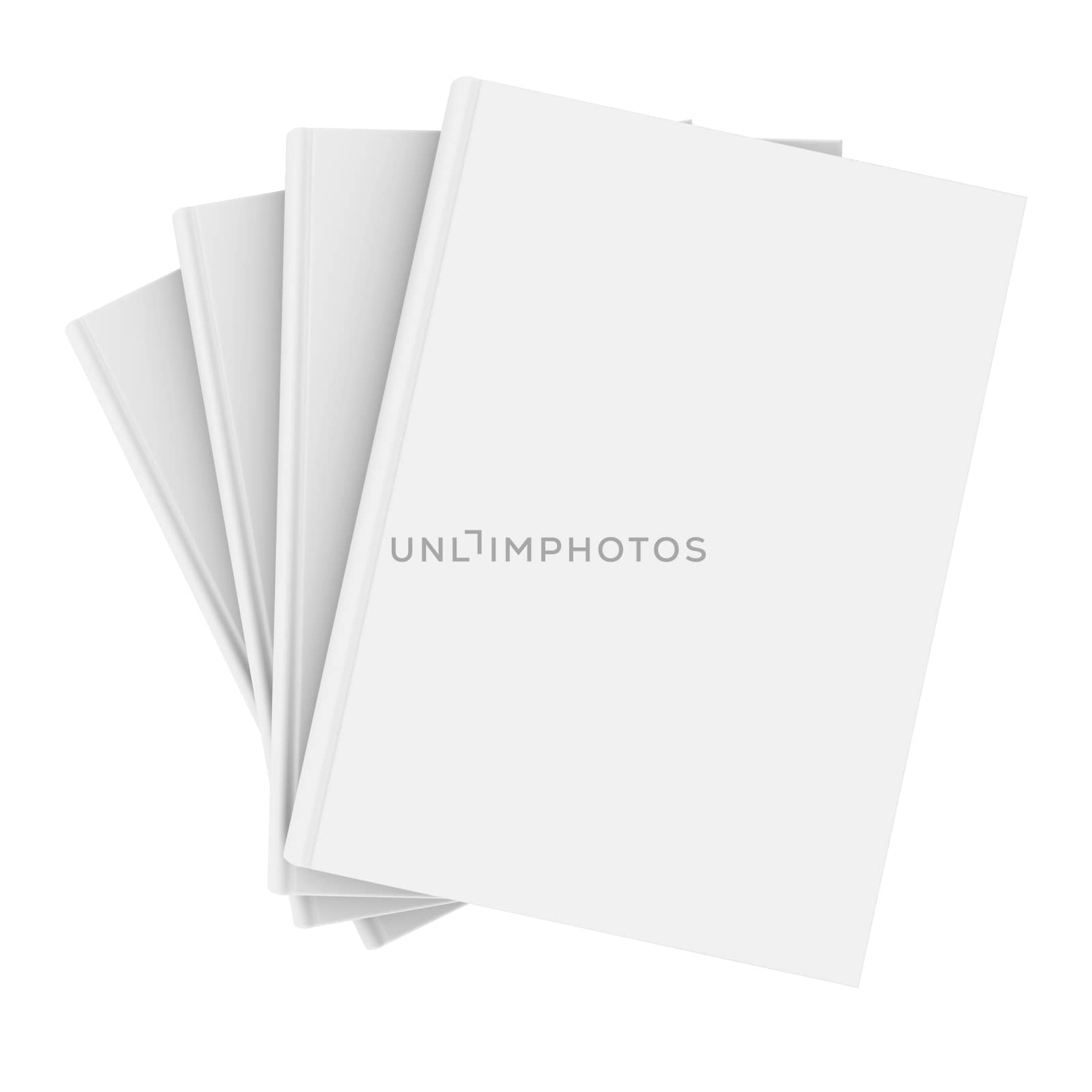 Four white book. Isolated render on a white background