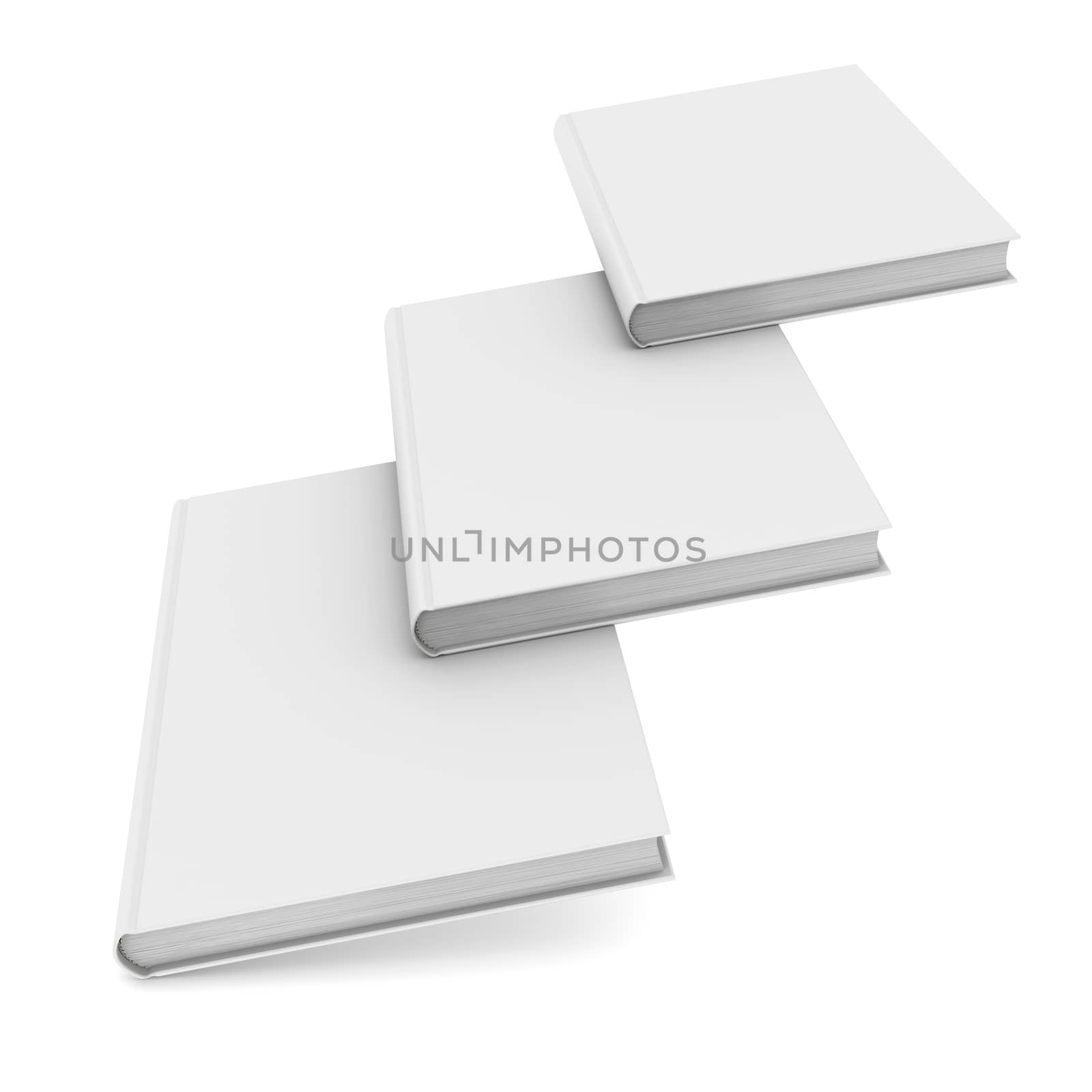 Three white book. Isolated render on a white background