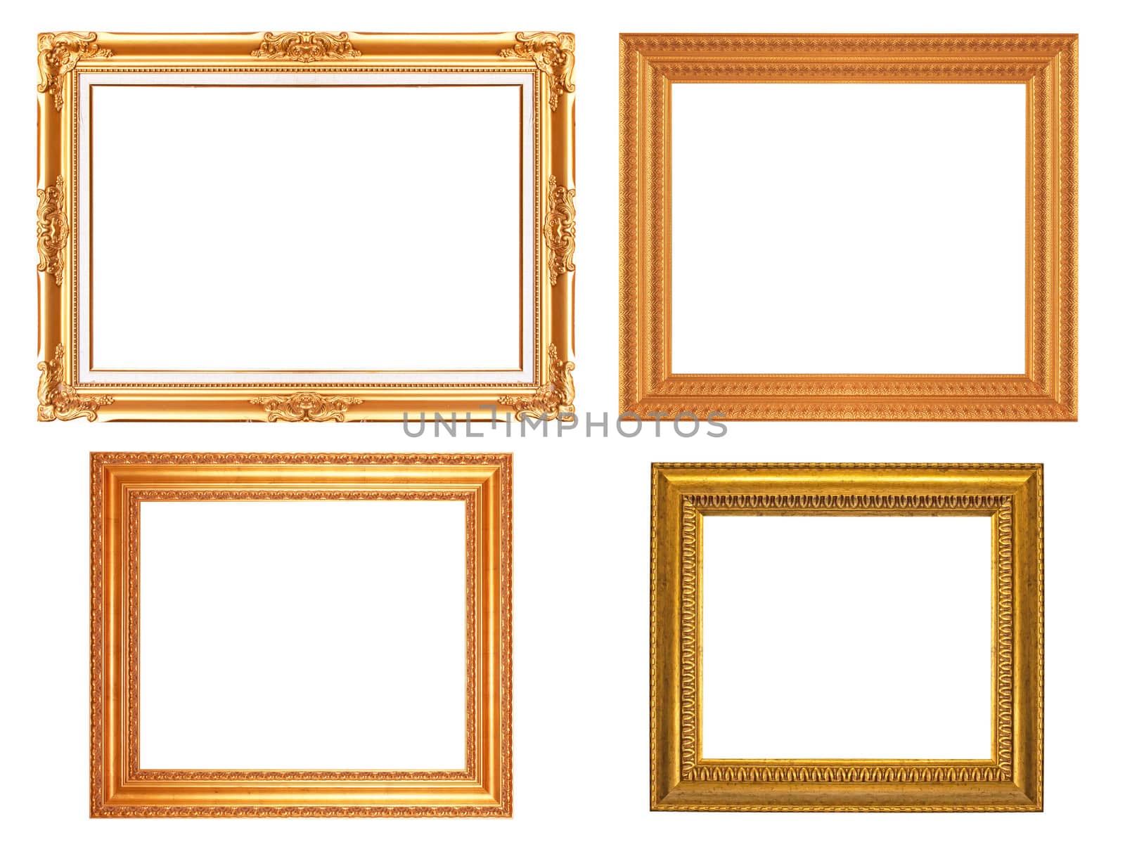 Set of golden vintage frame isolated on white background