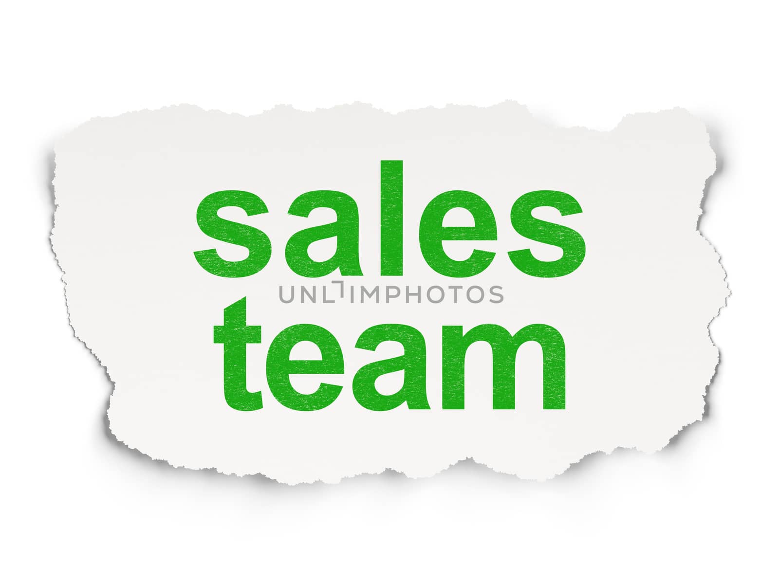 Marketing concept: torn paper with words Sales Team on Paper background, 3d render