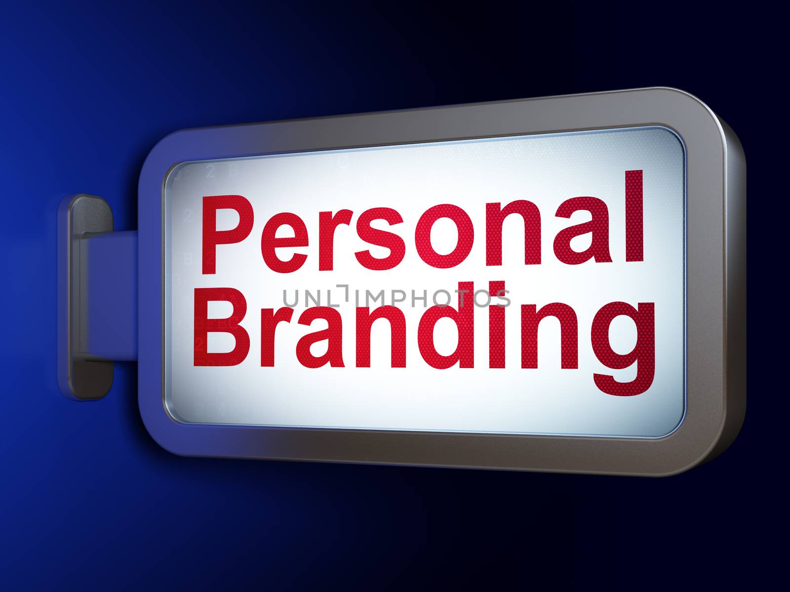 Marketing concept: Personal Branding on advertising billboard background, 3d render