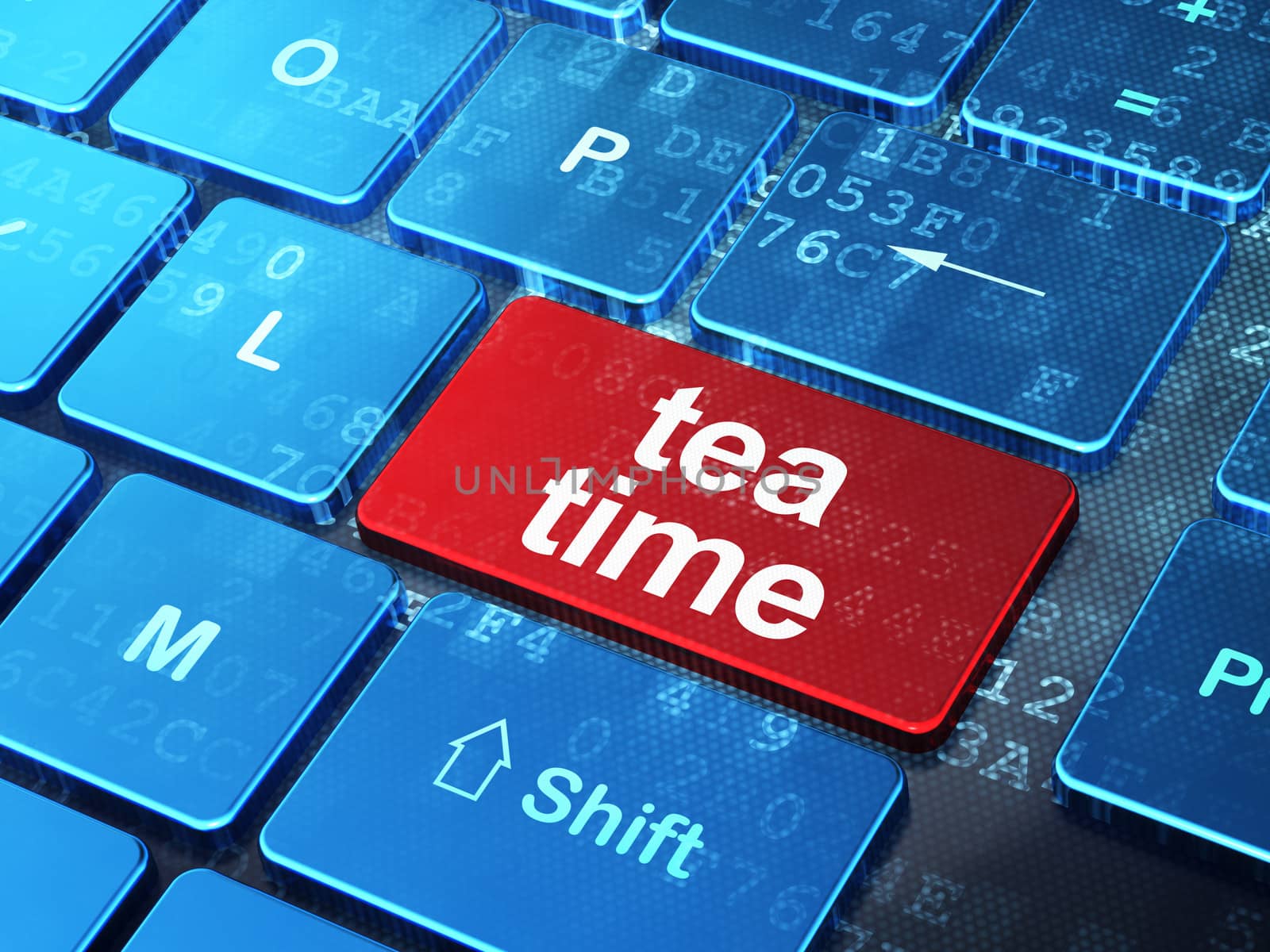 Timeline concept: Tea Time on computer keyboard background by maxkabakov